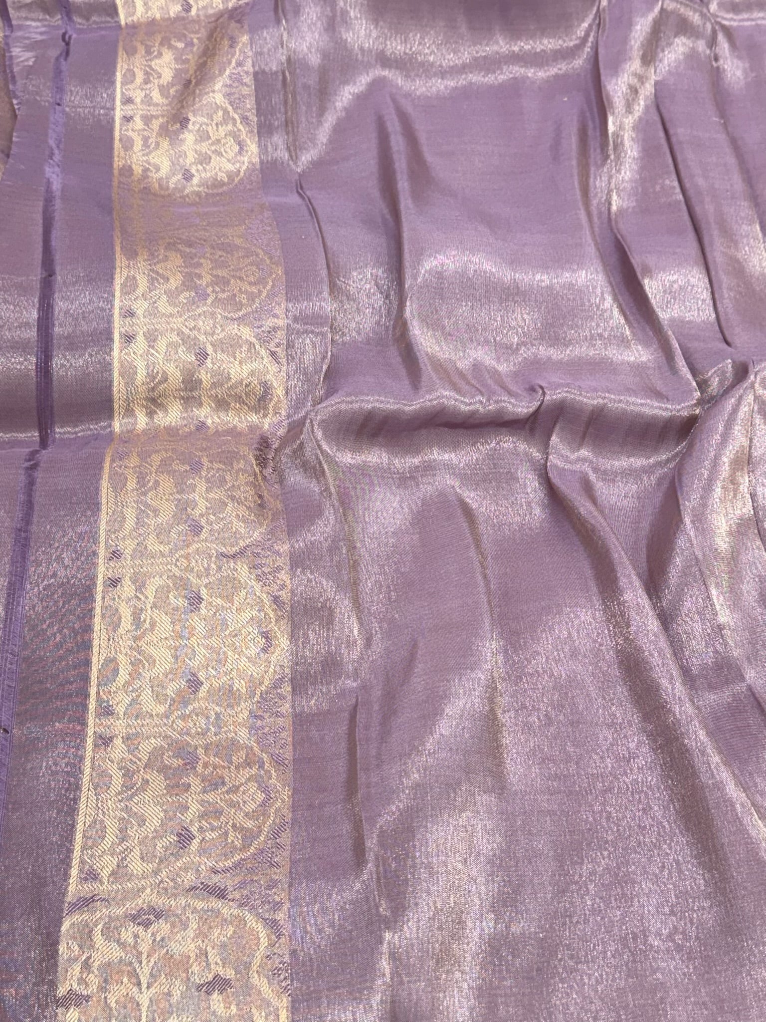 Dusty Lavender Pure Double Silk Tissue Reversible Saree - Kadhwa Tanchoi Handwoven Banarasi Saree - Elegance Drape