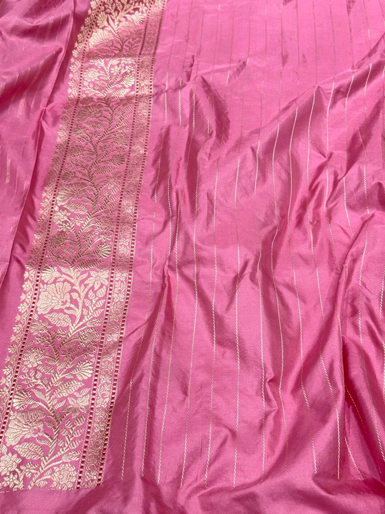 Baby Blue Pure Mulberry Double Katan Silk| Kadhwa Technique | Handwoven Luxury Banarasi Saree