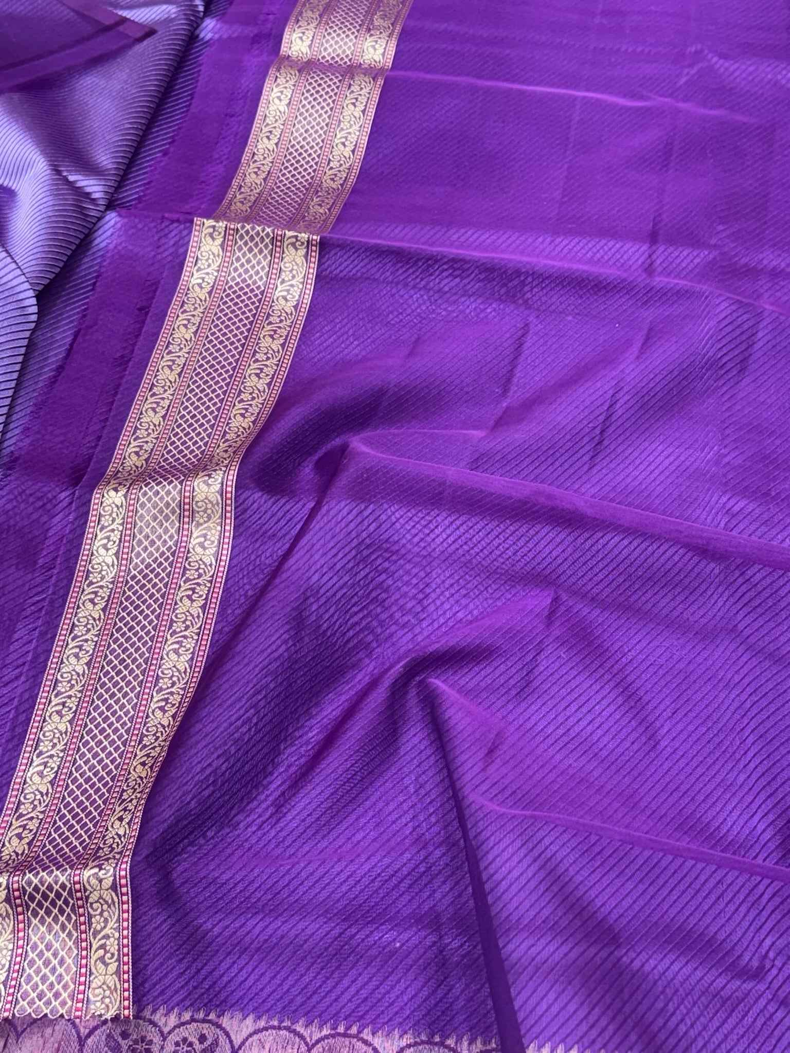Purple Pure Mulberry Katan Silk Handwoven | Kadhwa Technique | Banarasi Saree