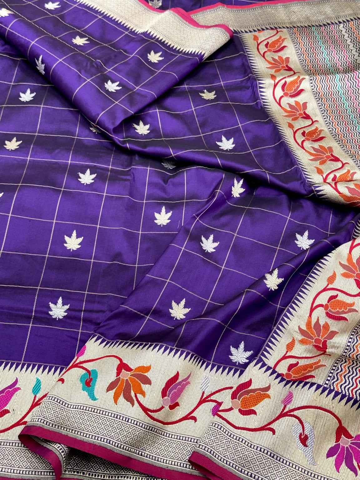 Purple Pure Mulberry Katan Silk Saree Handwoven Banarasi Saree - Timeless Kadhwa Elegance