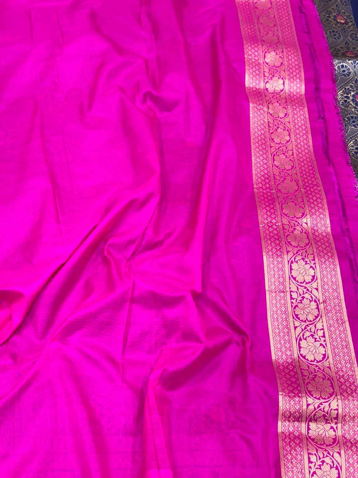 Blue Pure Katan Silk & Pure Mulberry Silk Handloom Banarasi Brocade Saree