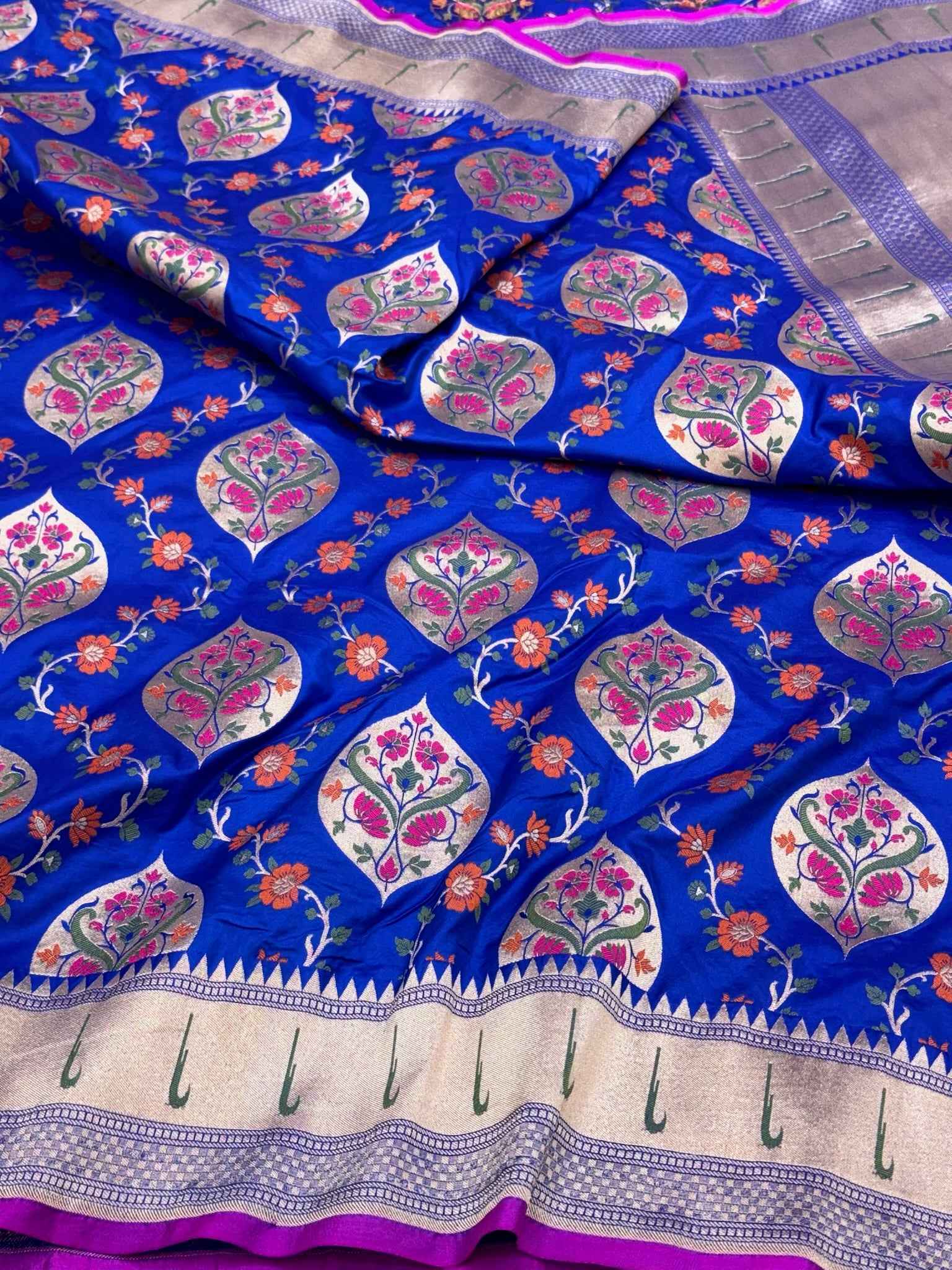 Blue Pure Katan Silk & Mulberry Silk | Traditional Handloom Banarasi Saree