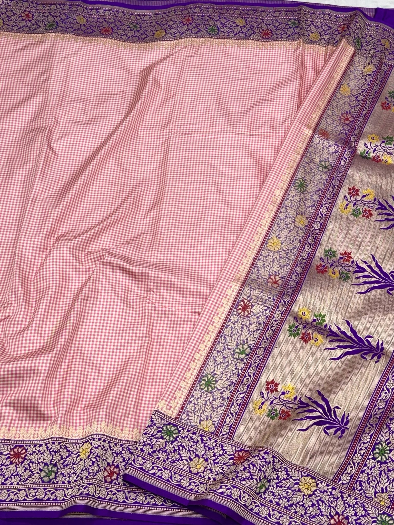 Pink Pure Mulberry Double Katan Silk | Kadhwa Ektara Kadhiyal | Handwoven Banarasi Saree - Six Yards of Pure Elegance