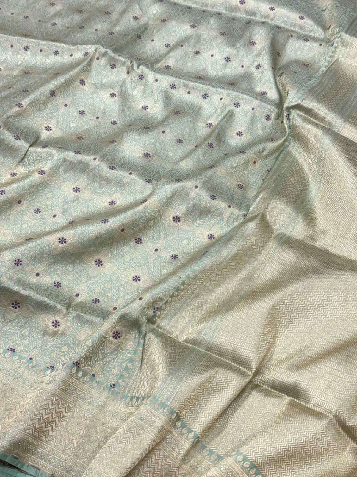 Pastel Green Katan Silk Vintage Handloom Banarasi Brocade Saree