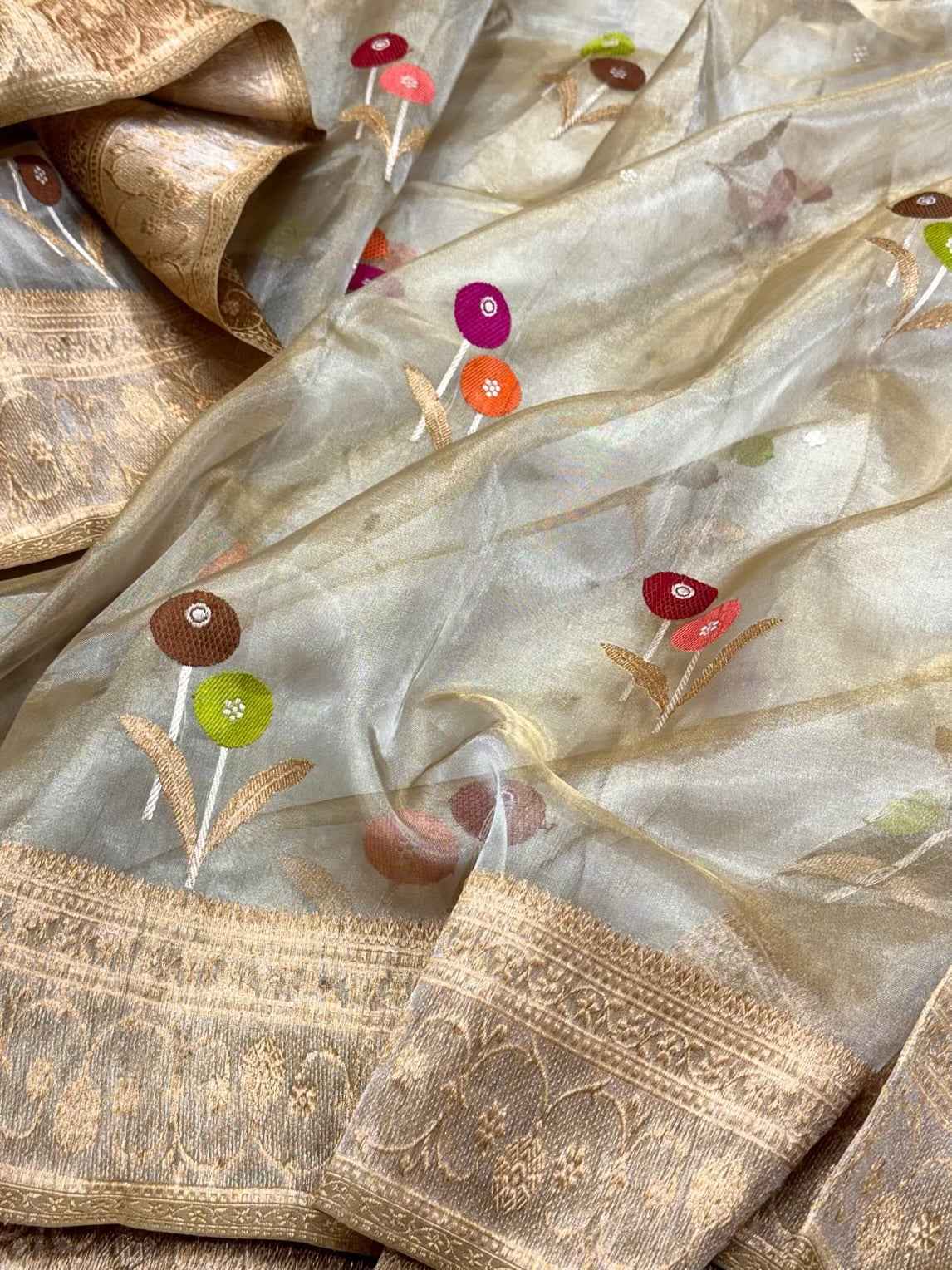 Molten Gold Pure Tissue Silk Saree | Ektara Weave | Soft - lightweight Saree