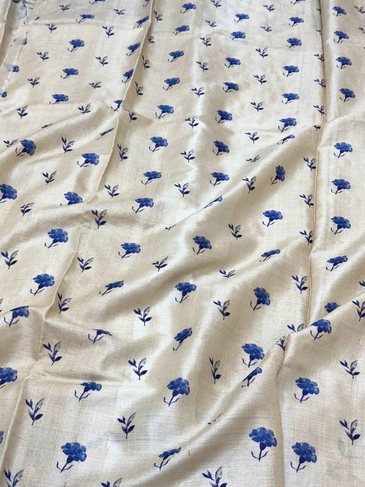 Ivory Pure Tussar Silk Handloom Printed with Embroidery Banarasi Saree -A New Era Of Elegance