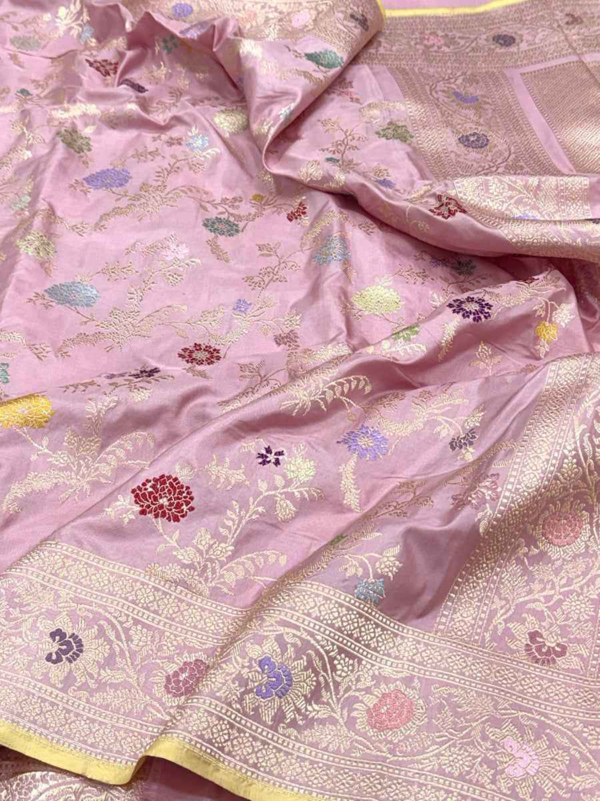 Mauve Pink Pure Katan Silk Banarasi Handwoven Saree