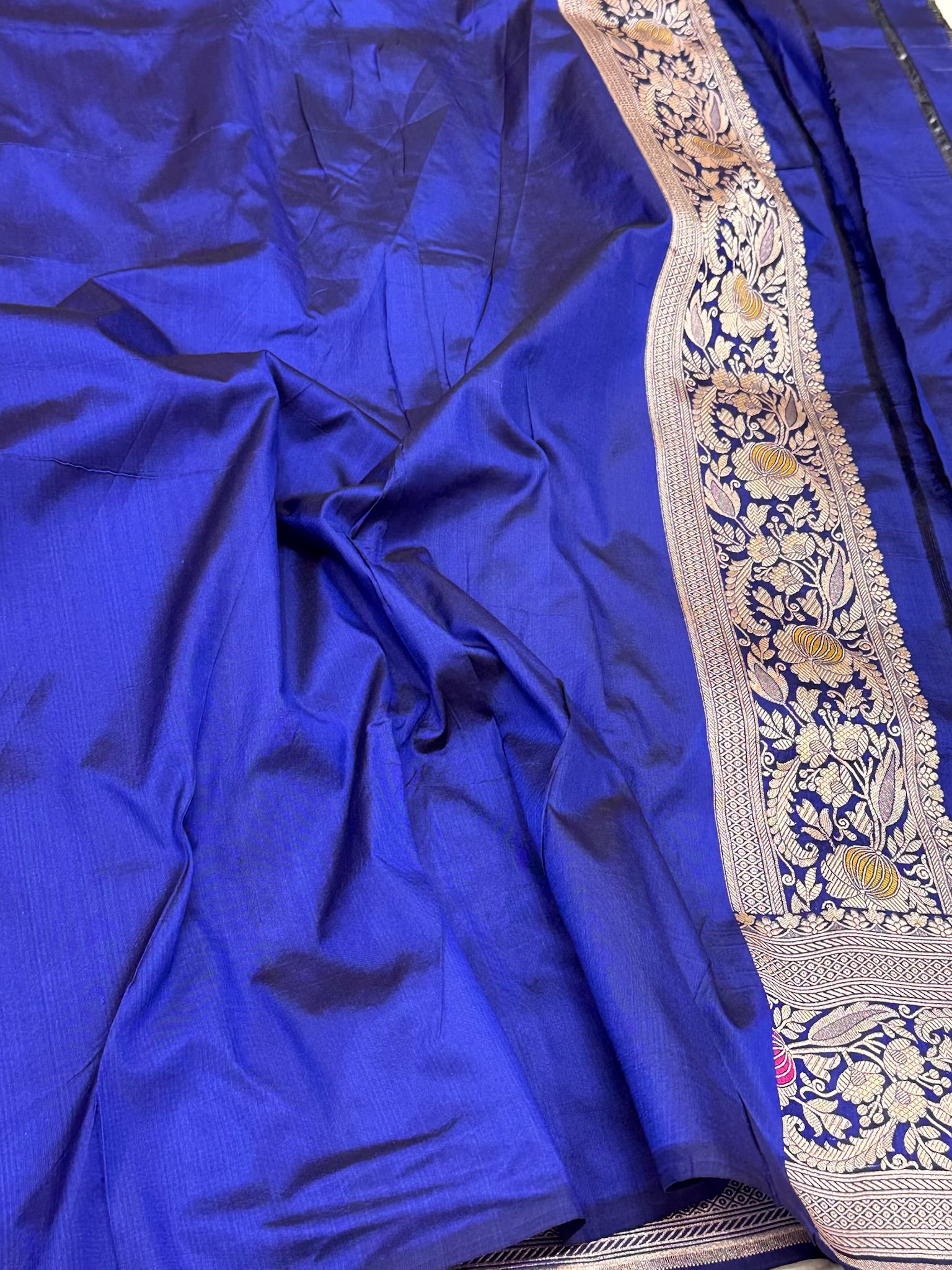 Blue Pure Katan Silk Meenakari - Pure Mulberry Silk Handloom Banarasi Saree