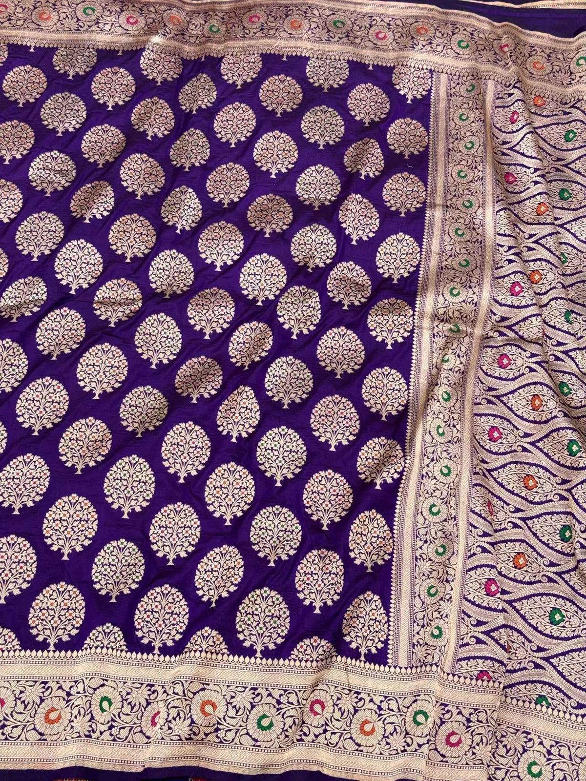 Purple Handloom Fine Banarasi Saree - Pure Mulberry Katan Silk Saree