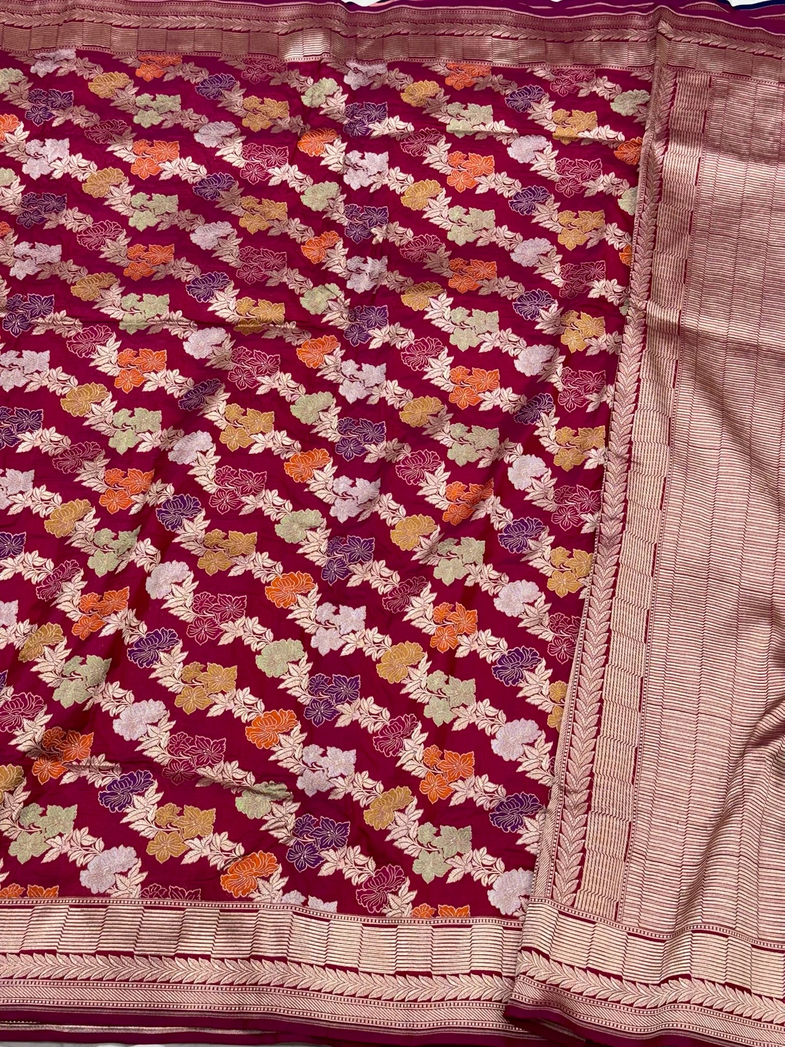 Raspberry Pink Pure Katan Mulberry Silk Handloom Banarasi Saree | Timeless Banarasi Elegance
