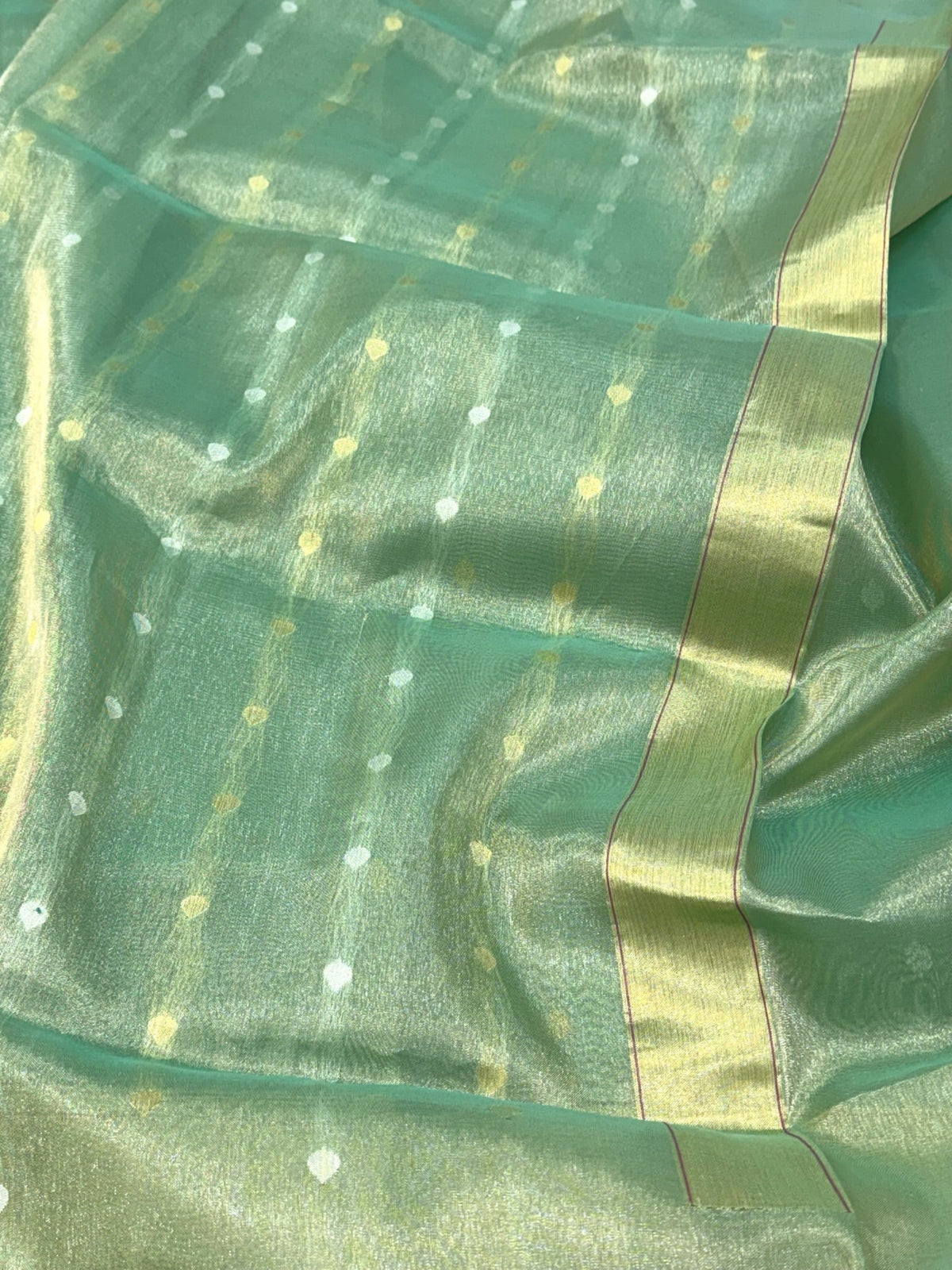 Aqua Green Pure Kora Tissue Ektara Handwoven Banarasi Silk Saree