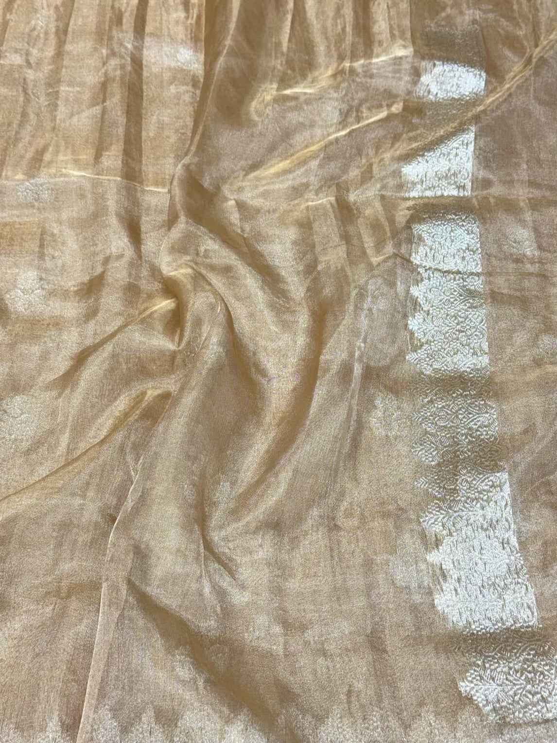 Molten Gold Pure Ektara Tissue Silk Saree | Kadhwa Technique | Handwoven Banarasi Silk Saree