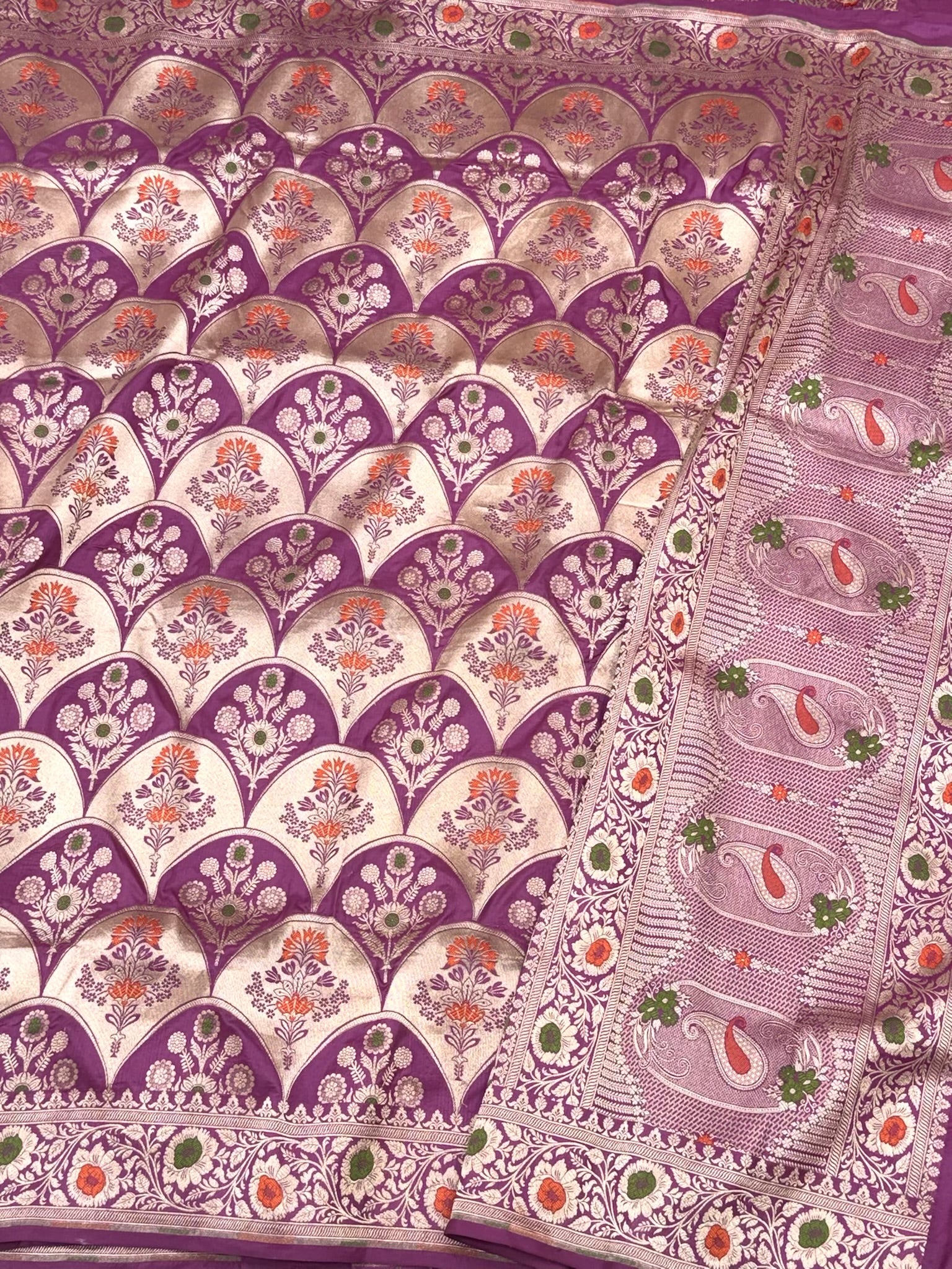 Lilac Pink Pure Katan Mulberry Silk Handloom Banarasi Saree