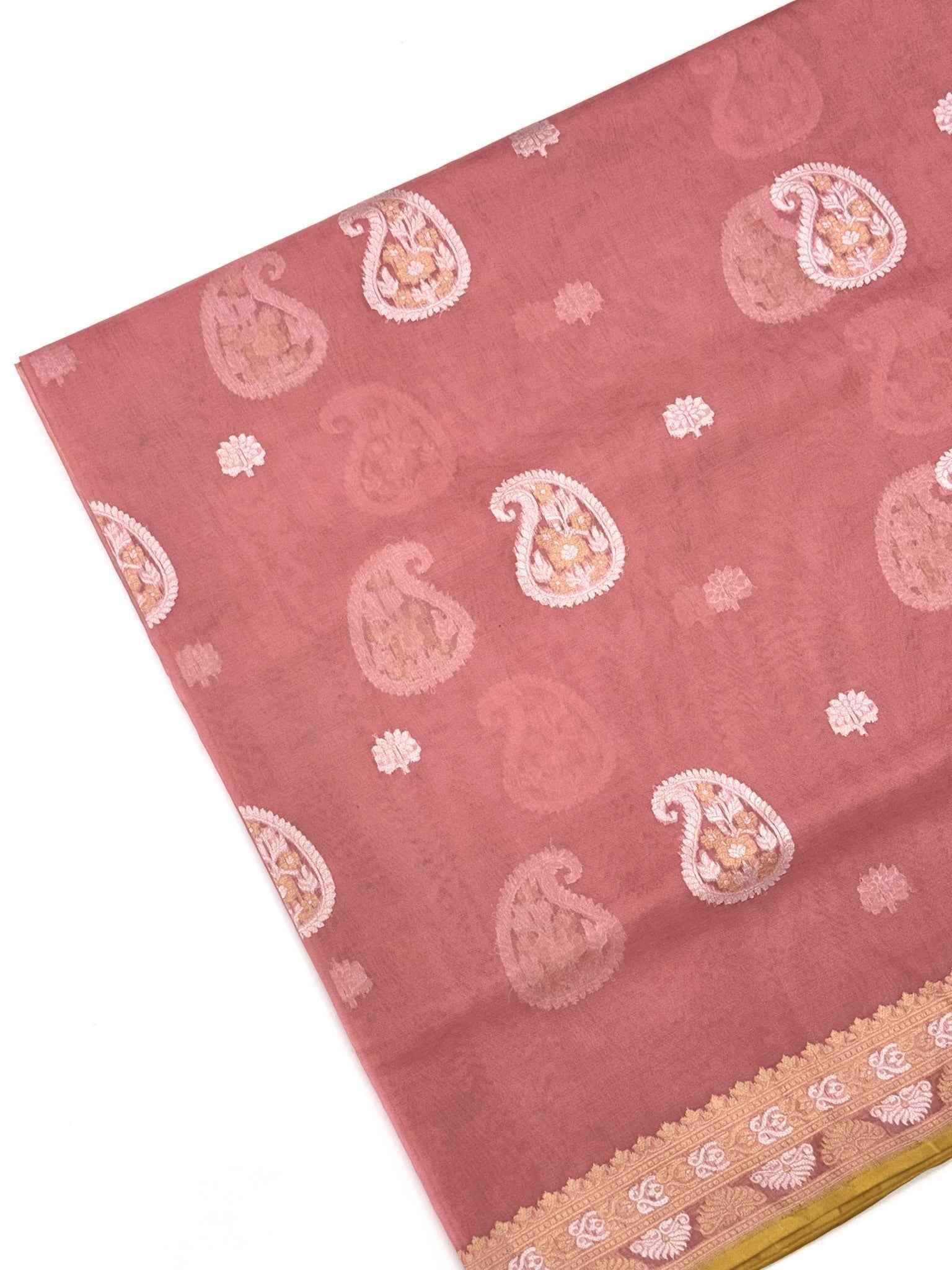 Aqua Blue Pure Kora Silk Handwoven Saree (Kadhuwa Weave)