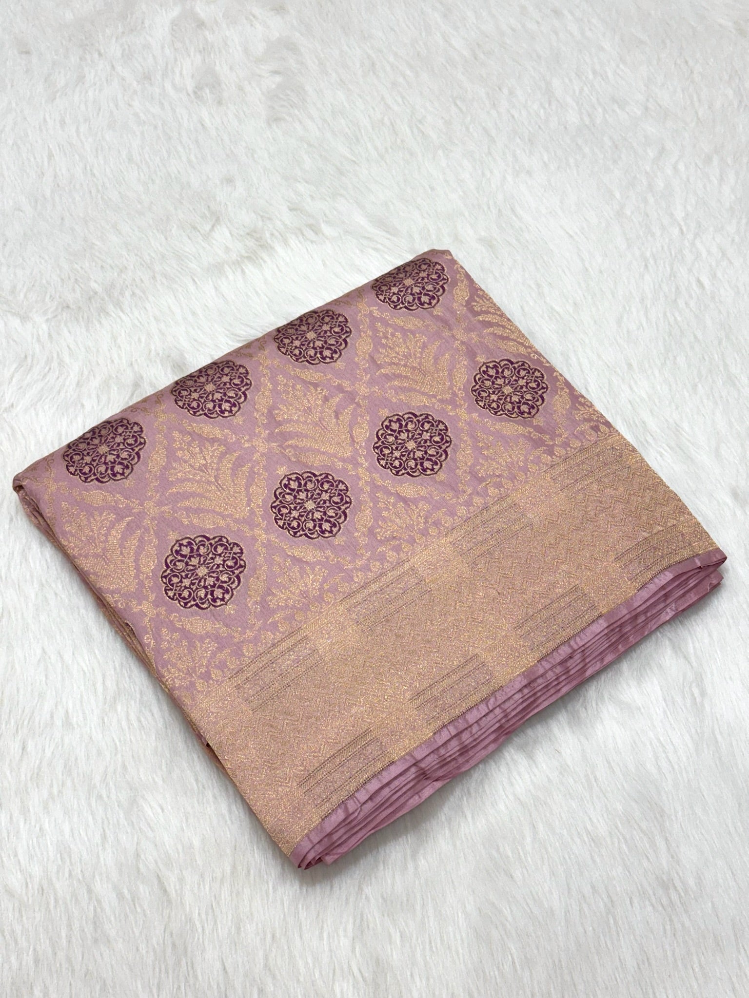 Mauve Pink Pure Katan Silk Handloom Banarasi Saree |Brocade|