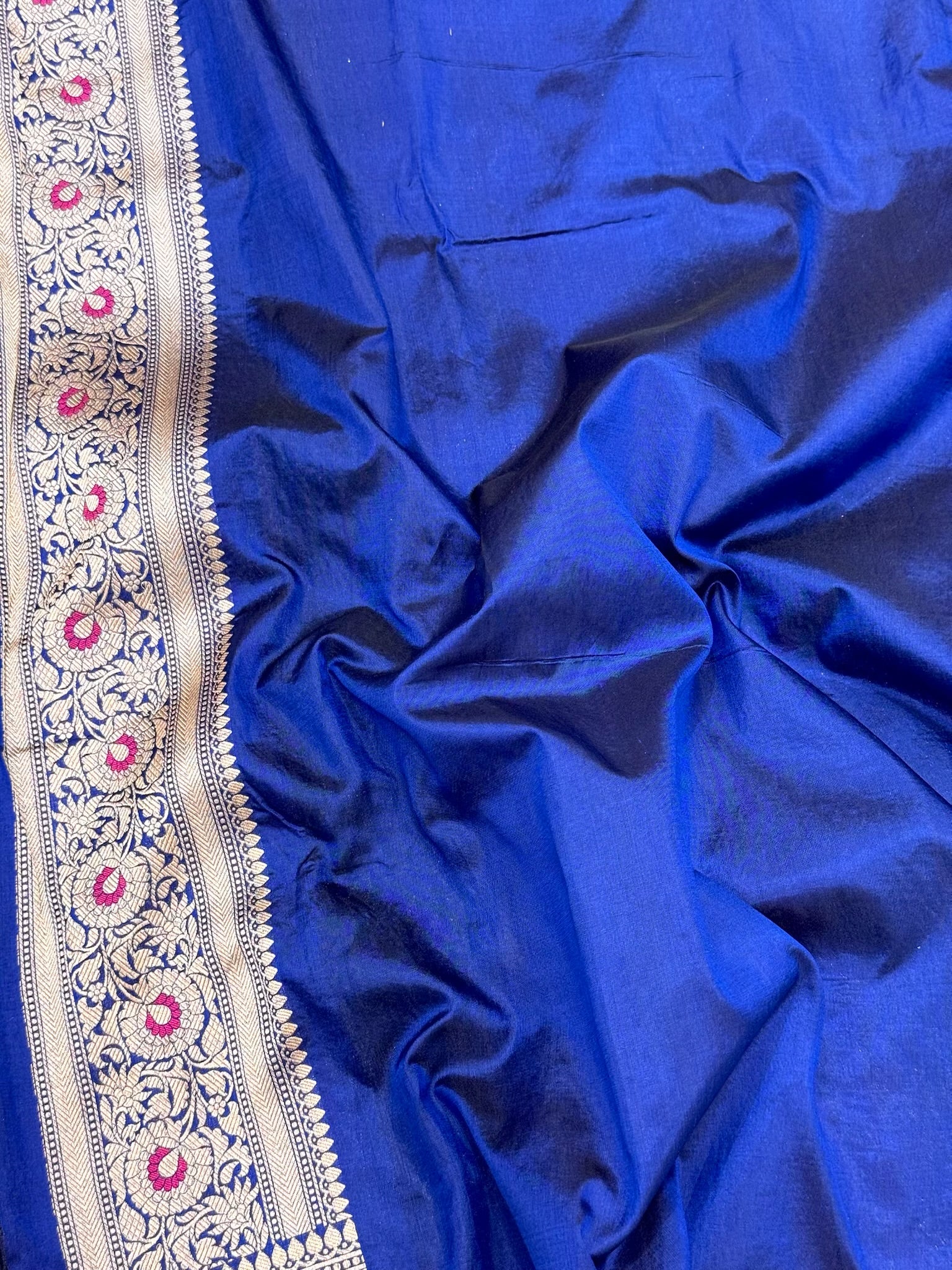 Blue Handloom Fine Banarasi Saree - Pure Mulberry Katan Silk Saree