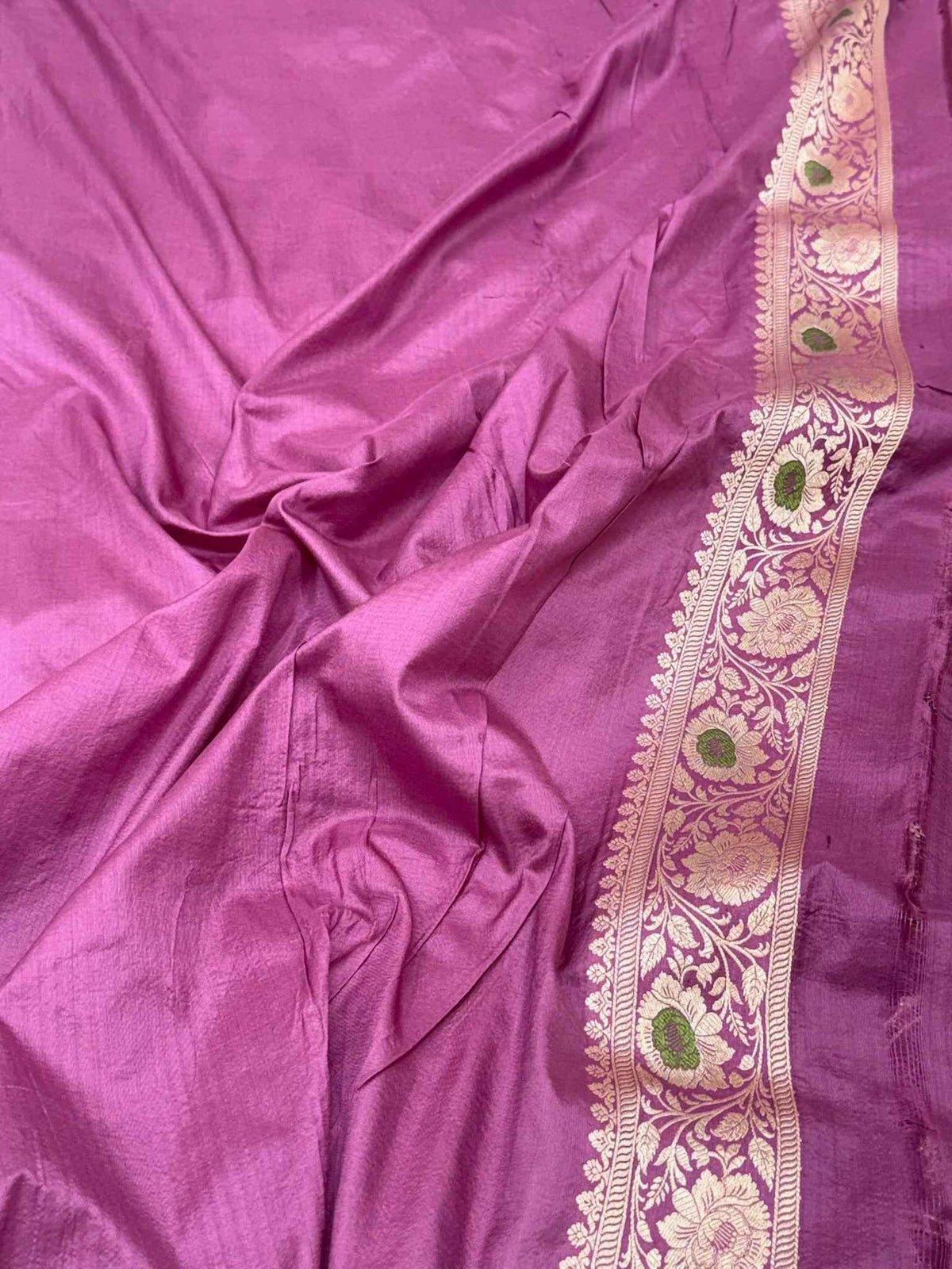 Lilac Pink Pure Katan Mulberry Silk Handloom Banarasi Saree