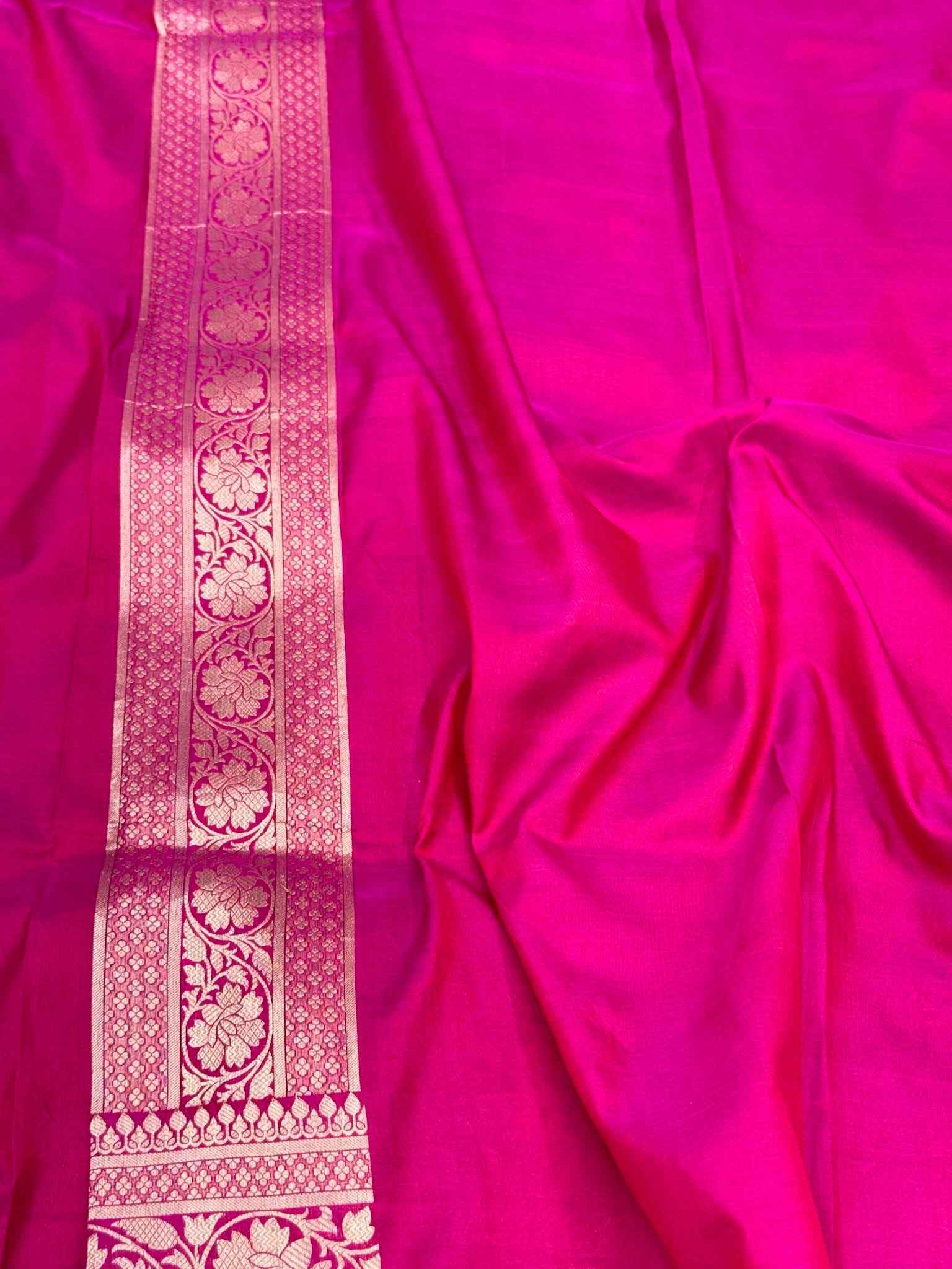 Ash Gray Pure Katan Silk & Pure Mulberry Silk Handloom Banarasi Brocade Saree