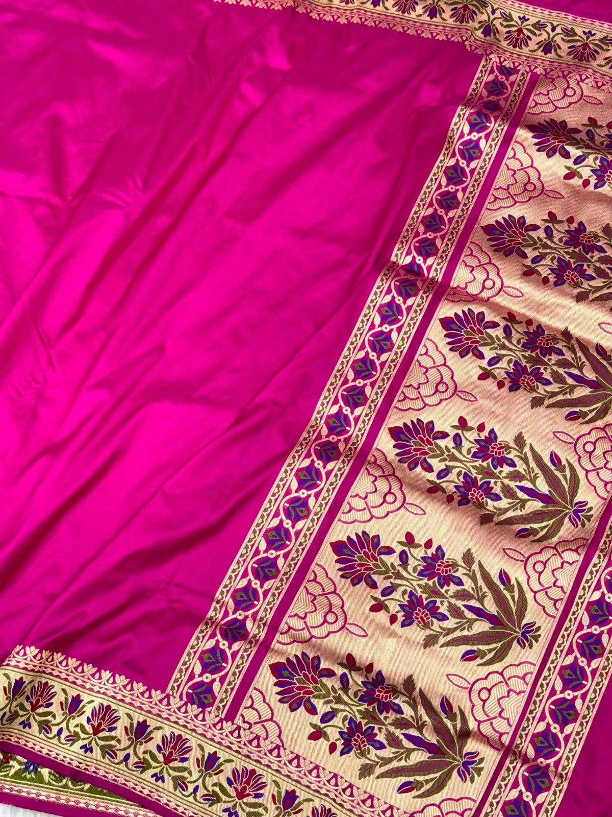 Rani Pink Pure Katan Silk Handwoven Banarasi Saree | Soft Drape |