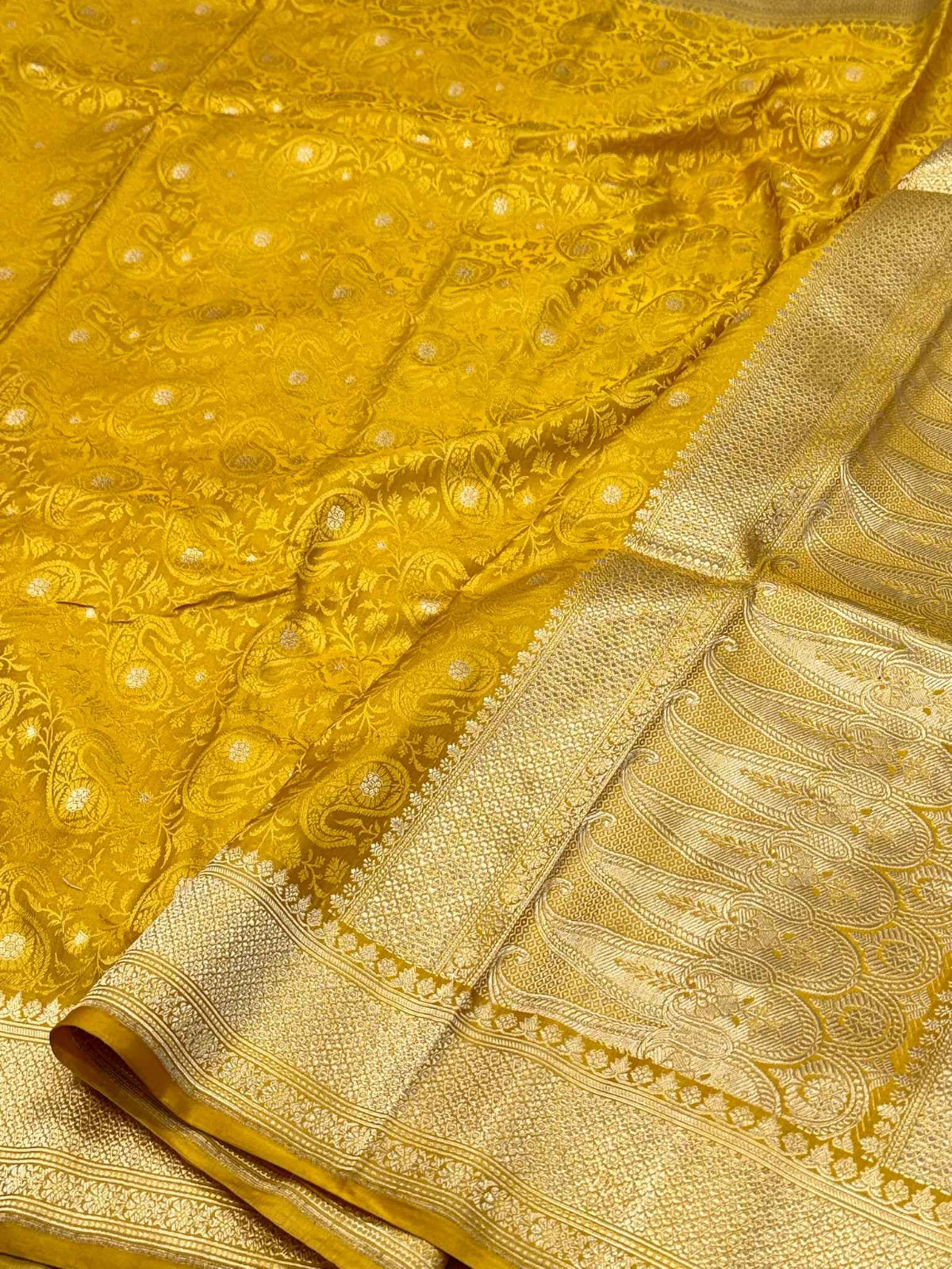 Black Pure Satin Silk Soft Drape Handwoven Banarasi Saree