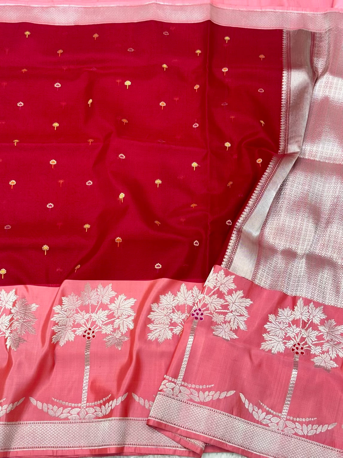 Red Pure Kora Silk Handwoven Banarasi Saree | Modern Contemporary Saree