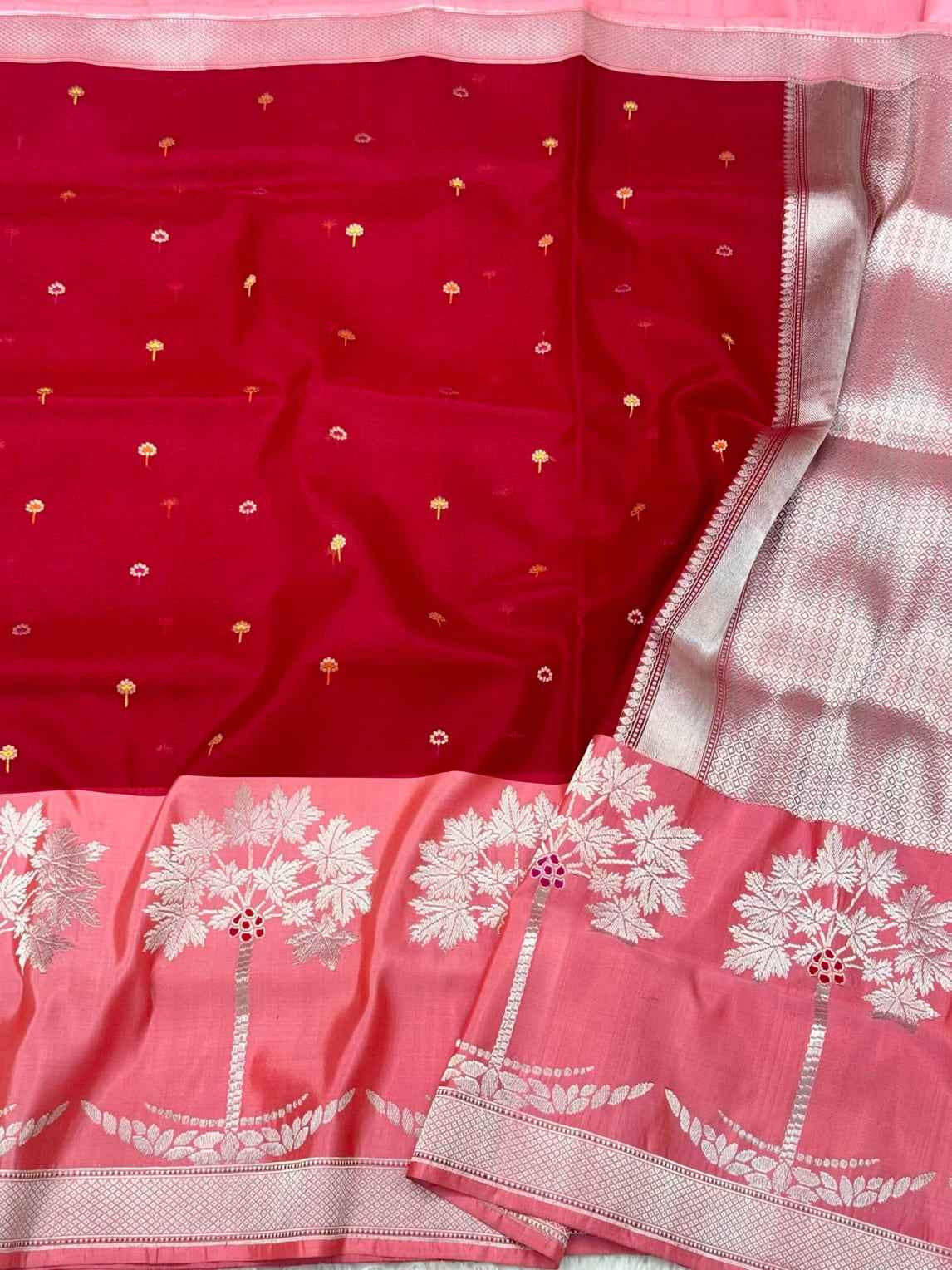 Red Pure Kora Silk Handwoven Banarasi Saree | Modern Contemporary Saree