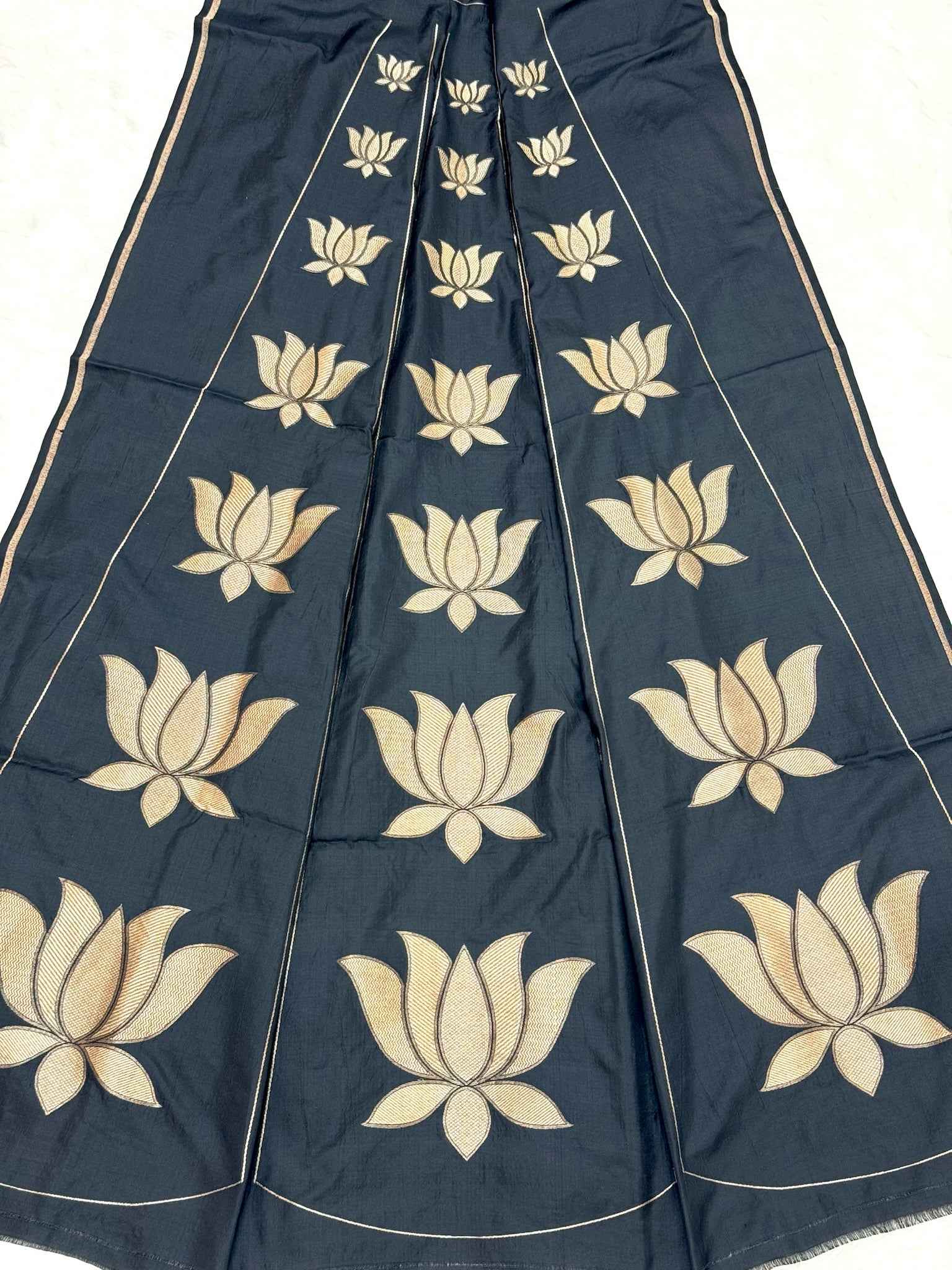 Black Katan Silk Pure Handwoven Lahenga