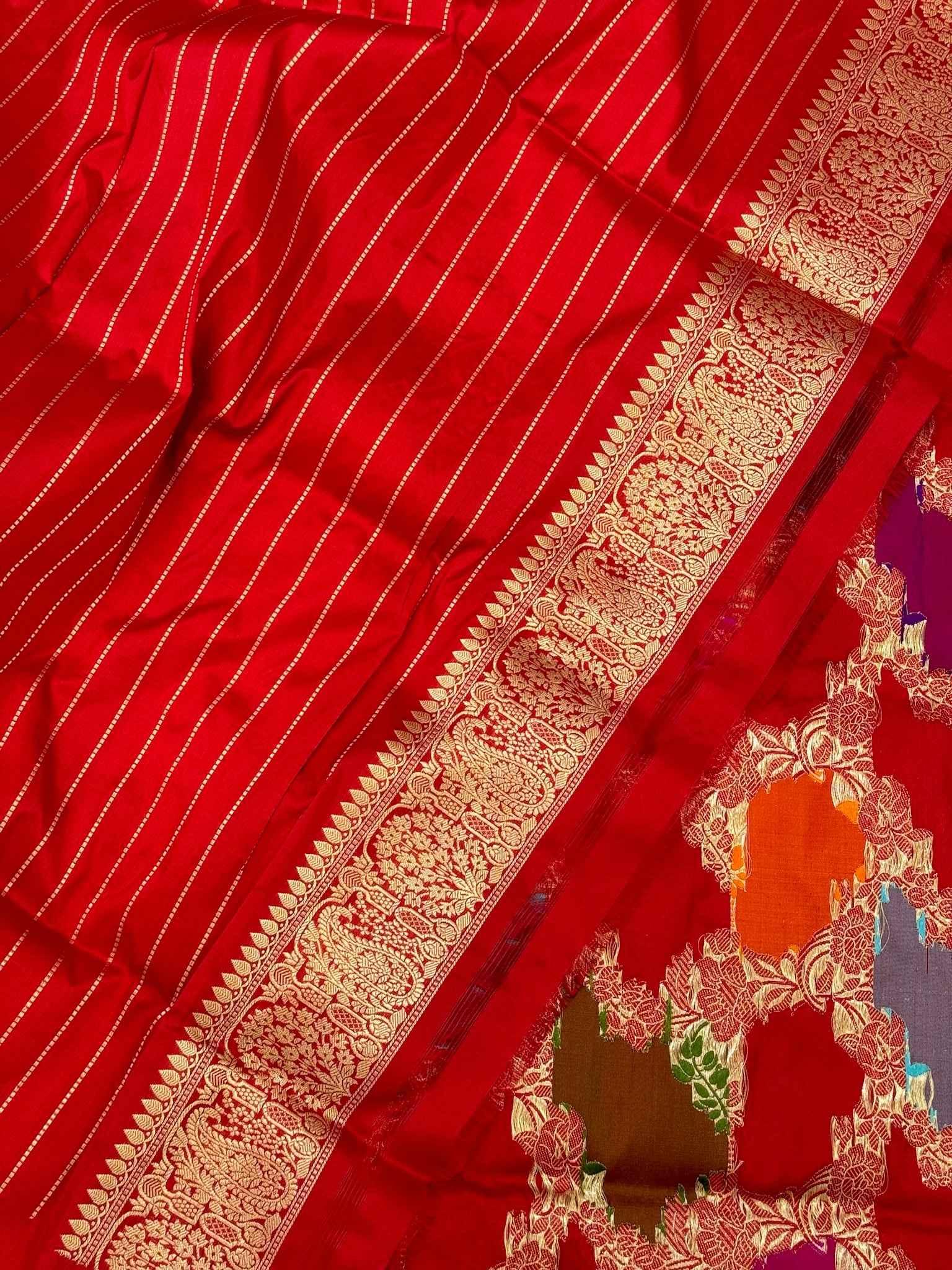 Red Pure Katan Silk Rangkaat Saree