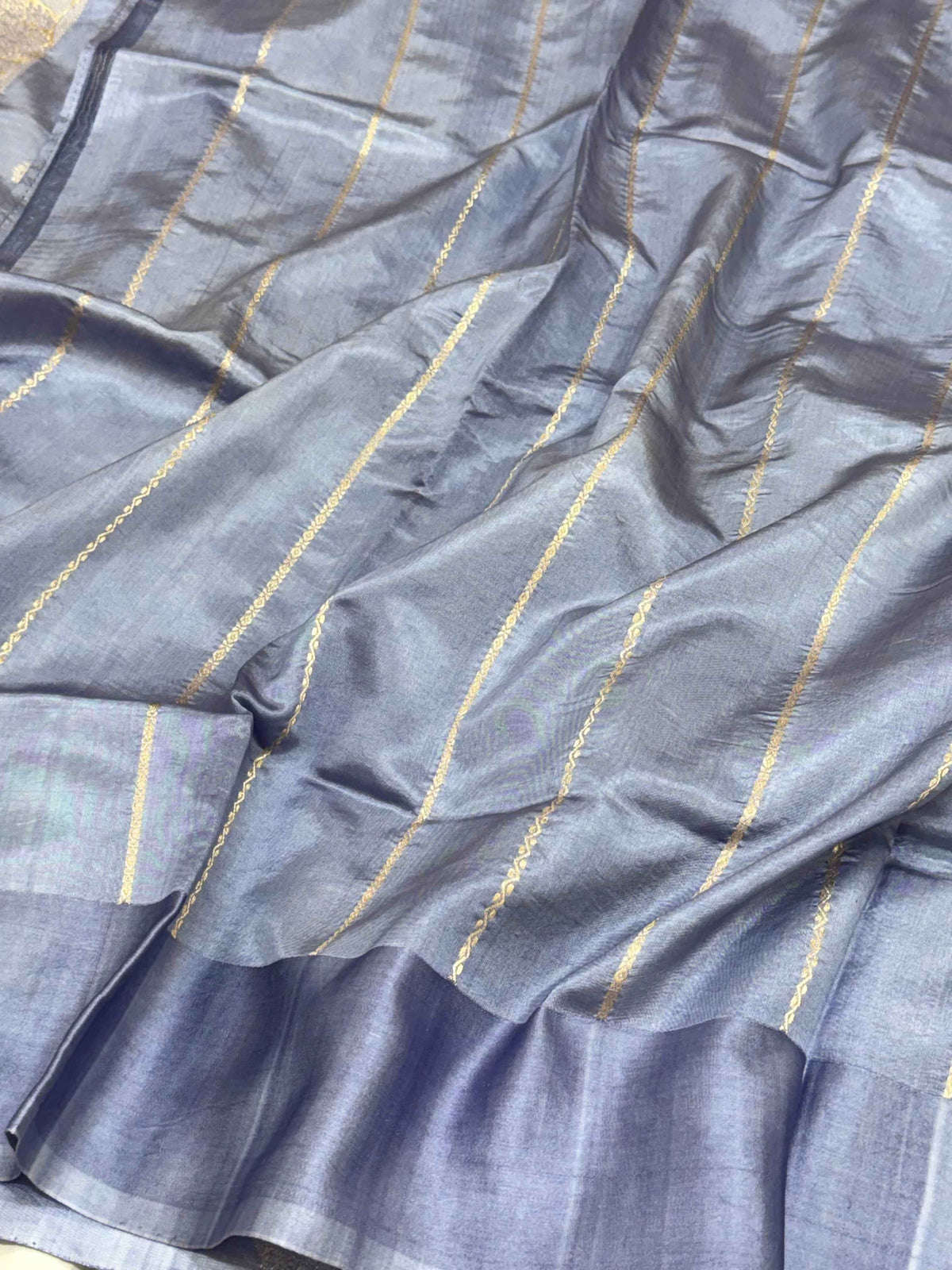 Lilac Blue Pure Raw Mango Silk Handwoven | Kadhwa Technique | Soft Drape Lightweight Saree