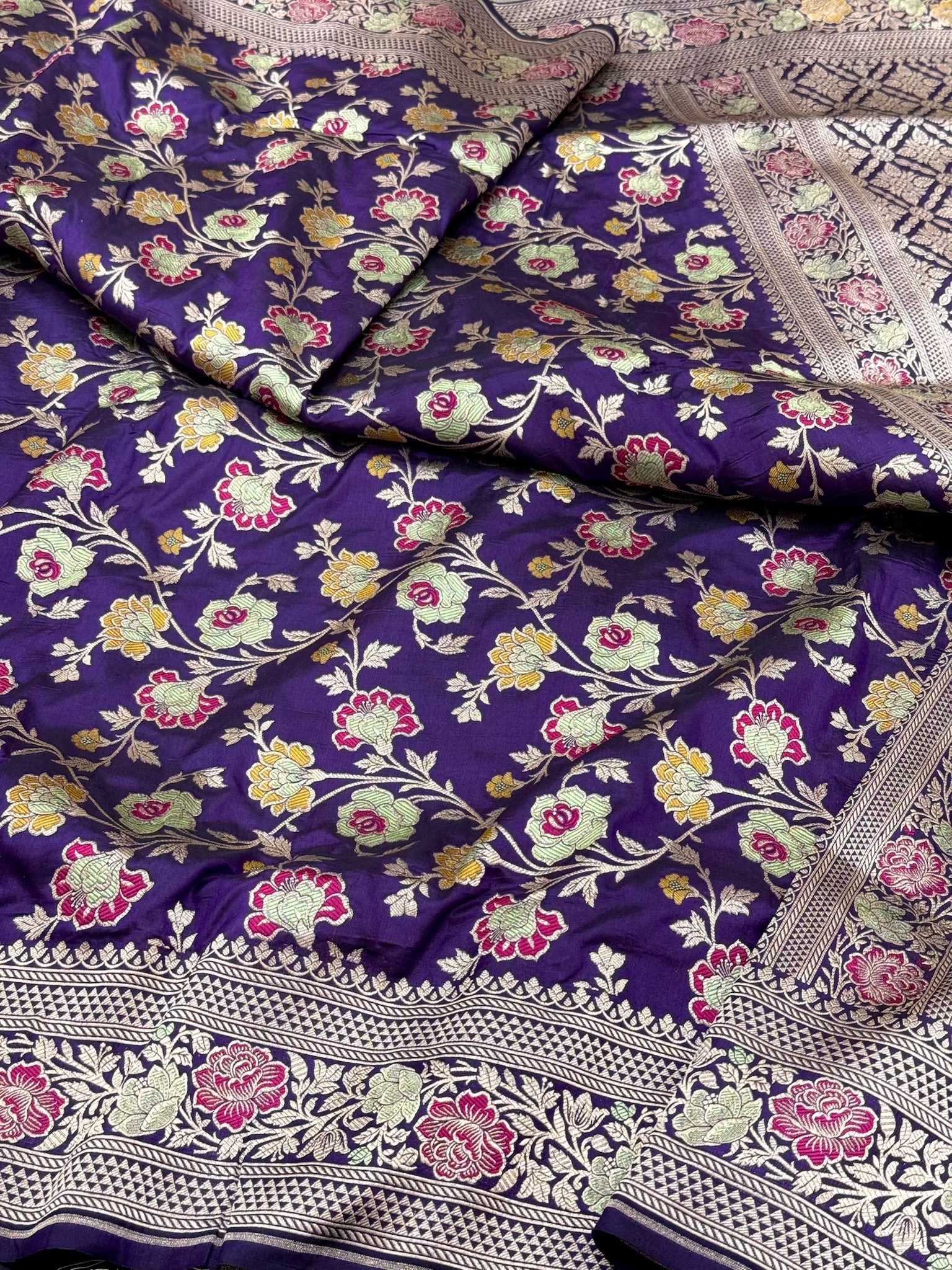 Purple Handloom Banarasi Saree | Pure Mulberry Katan Silk Banarasi Saree - The Royal Palette