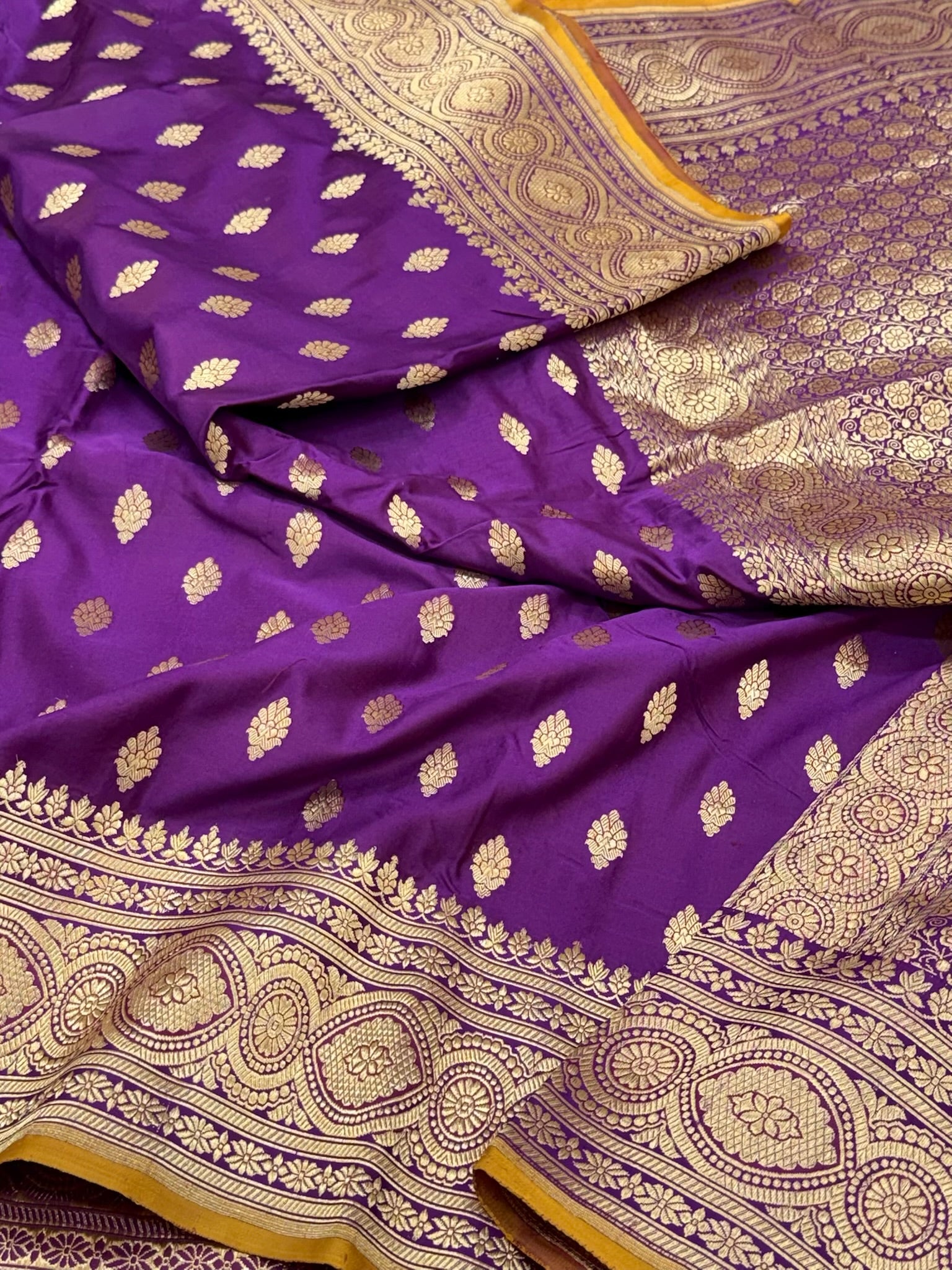 Purple Handloom Authentic Banarasi Saree - Pure Mulberry Katan Silk Banarasi Saree