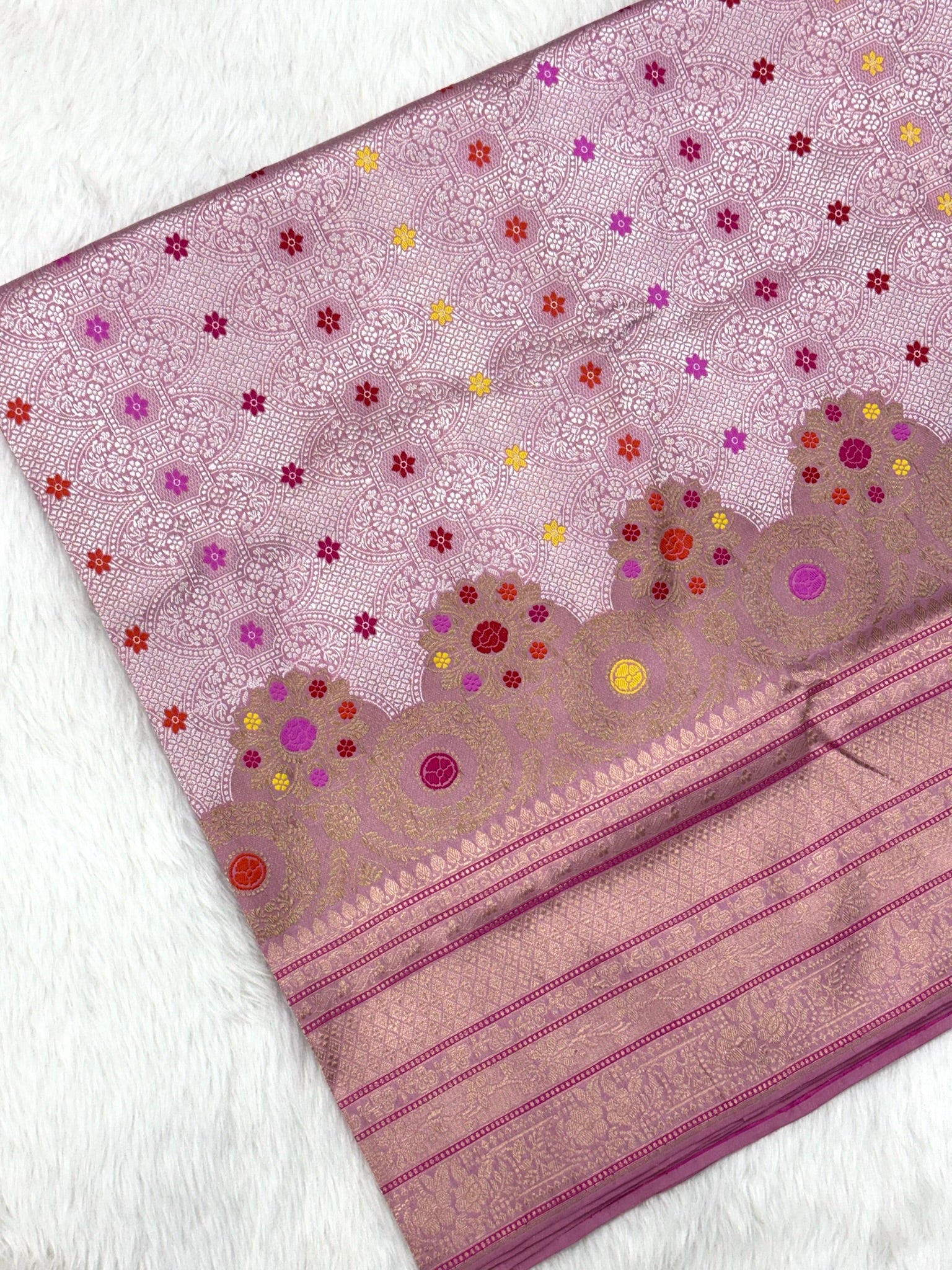 Mauve Pink Pure Mulberry Katan Silk Handwoven Banarasi Saree |Brocade|