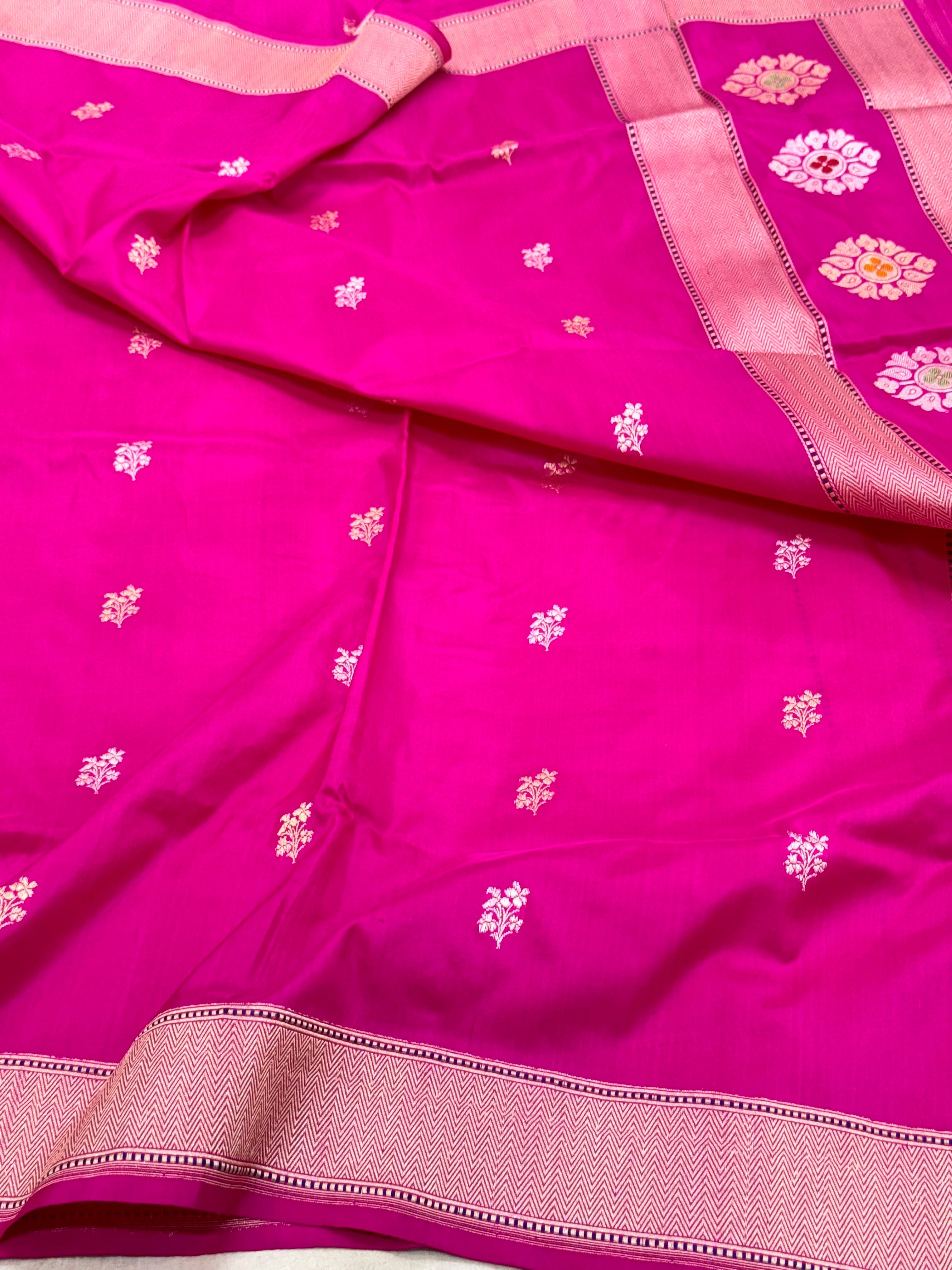 Pink Pure Katan Silk Handwoven Banarasi Dupatta |Kadhuwa|