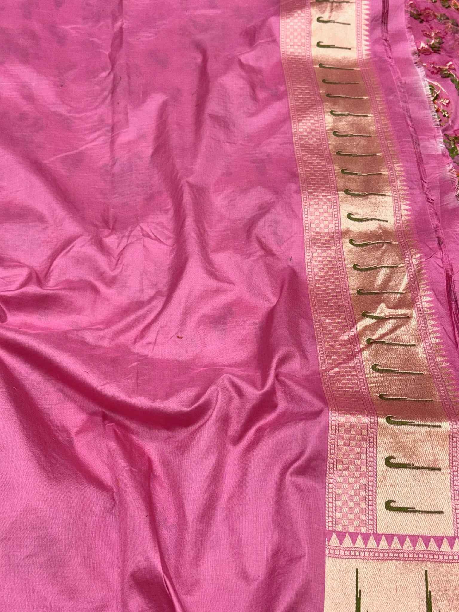 Hot Pink Pure Katan Silk & Mulberry Silk | Authentic Handloom Banarasi Saree