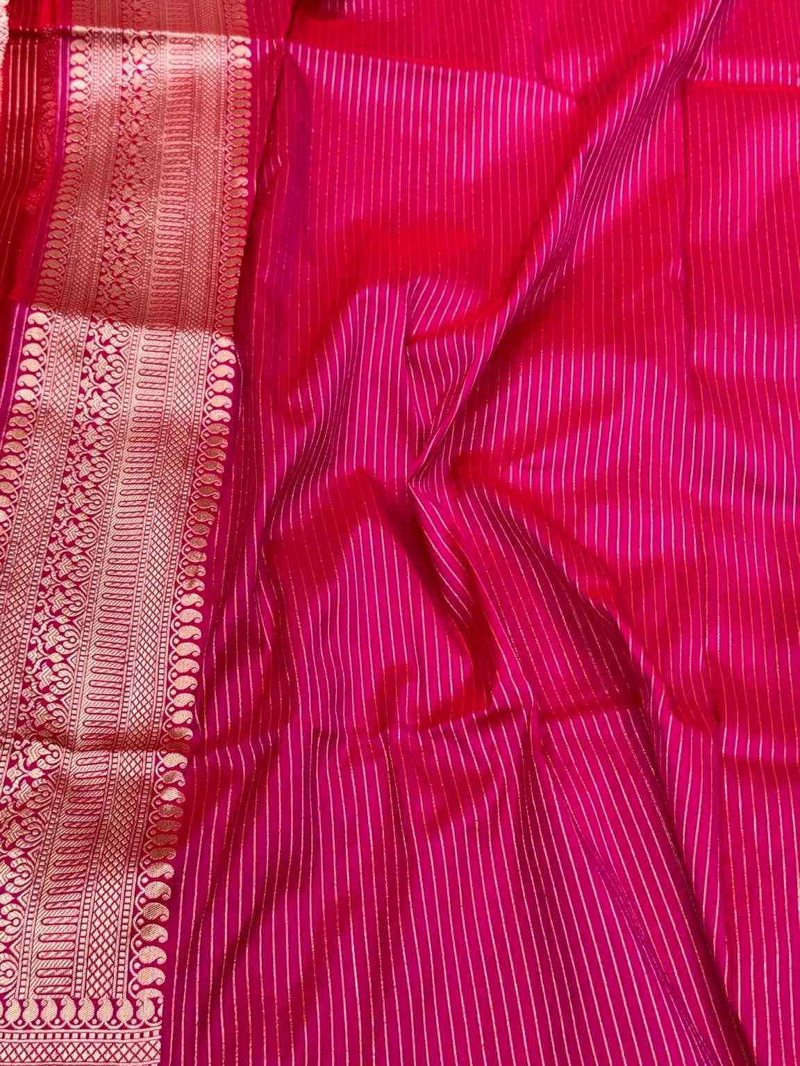 Pink Pure Mulberry Silk & Pure Katan Silk Elegant Handloom Banarasi Saree