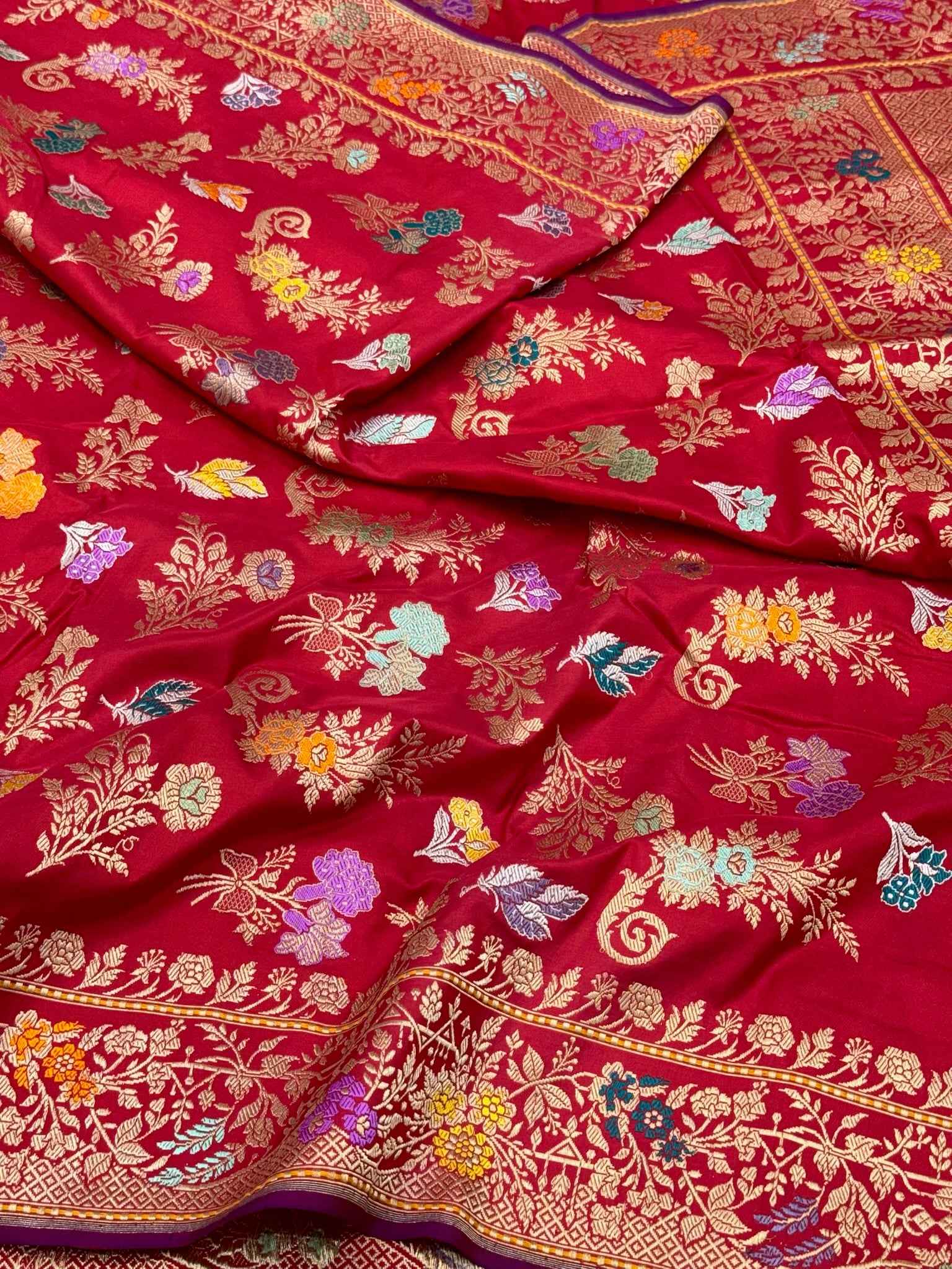 Bottle Green Pure Mulberry Double Katan Silk | Kadhwa Technique | Handwoven Banarasi Saree
