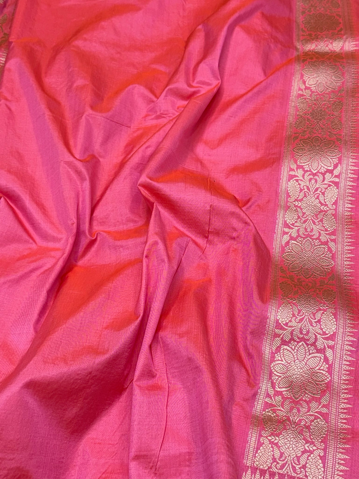 Peach/Dual Tone Banarasi Handloom Saree | Pure Katan Mulberry Silk Meenakari Saree