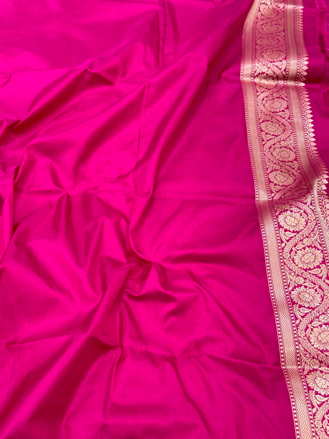 Pink Pure Mulberry Katan Silk Handwoven Banarasi Saree With Banarasi Kadhwa Technique