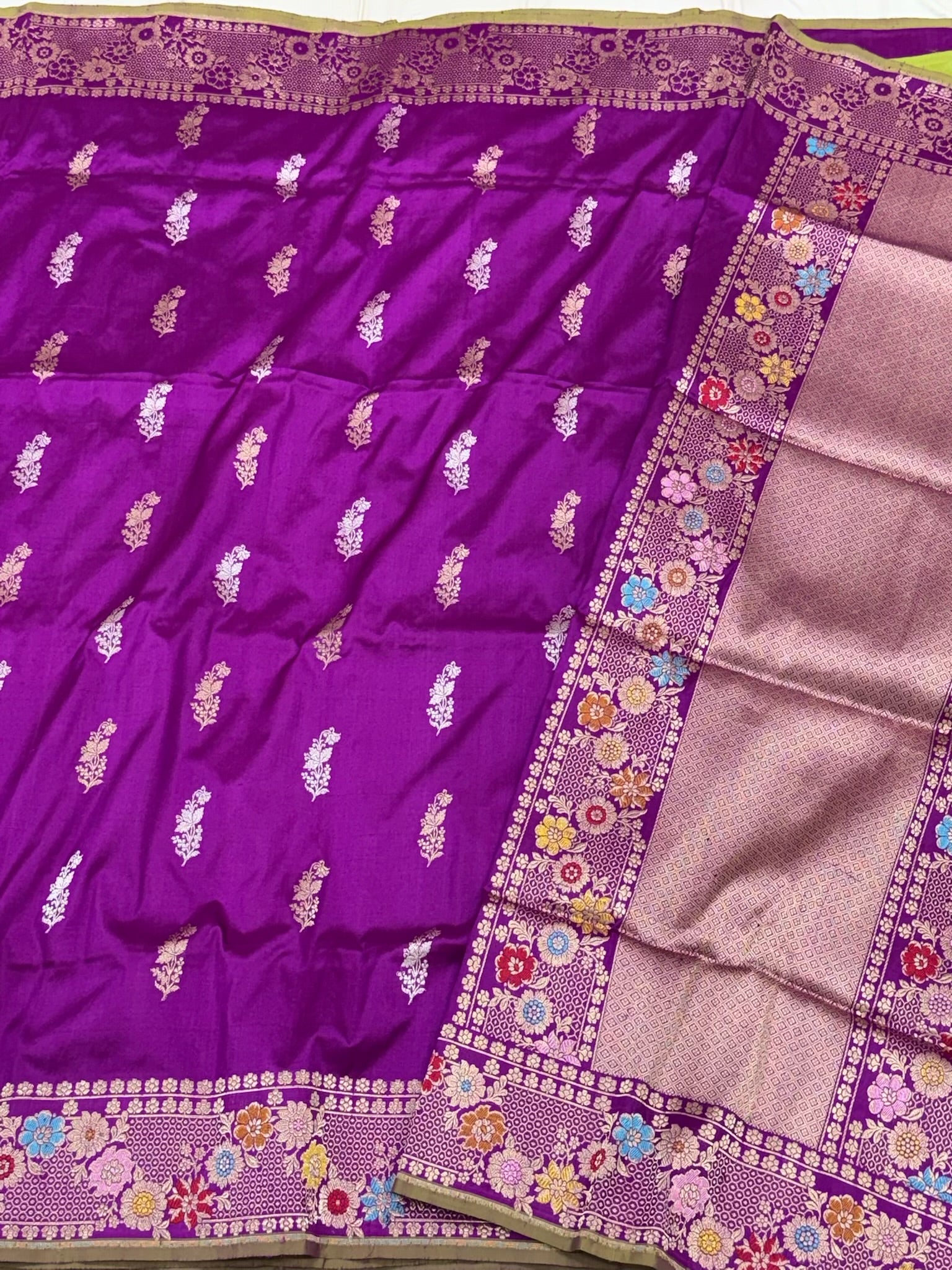 Purple Banarasi Handwoven | Kadhwa Technique | Pure Mulberry Katan Silk Saree
