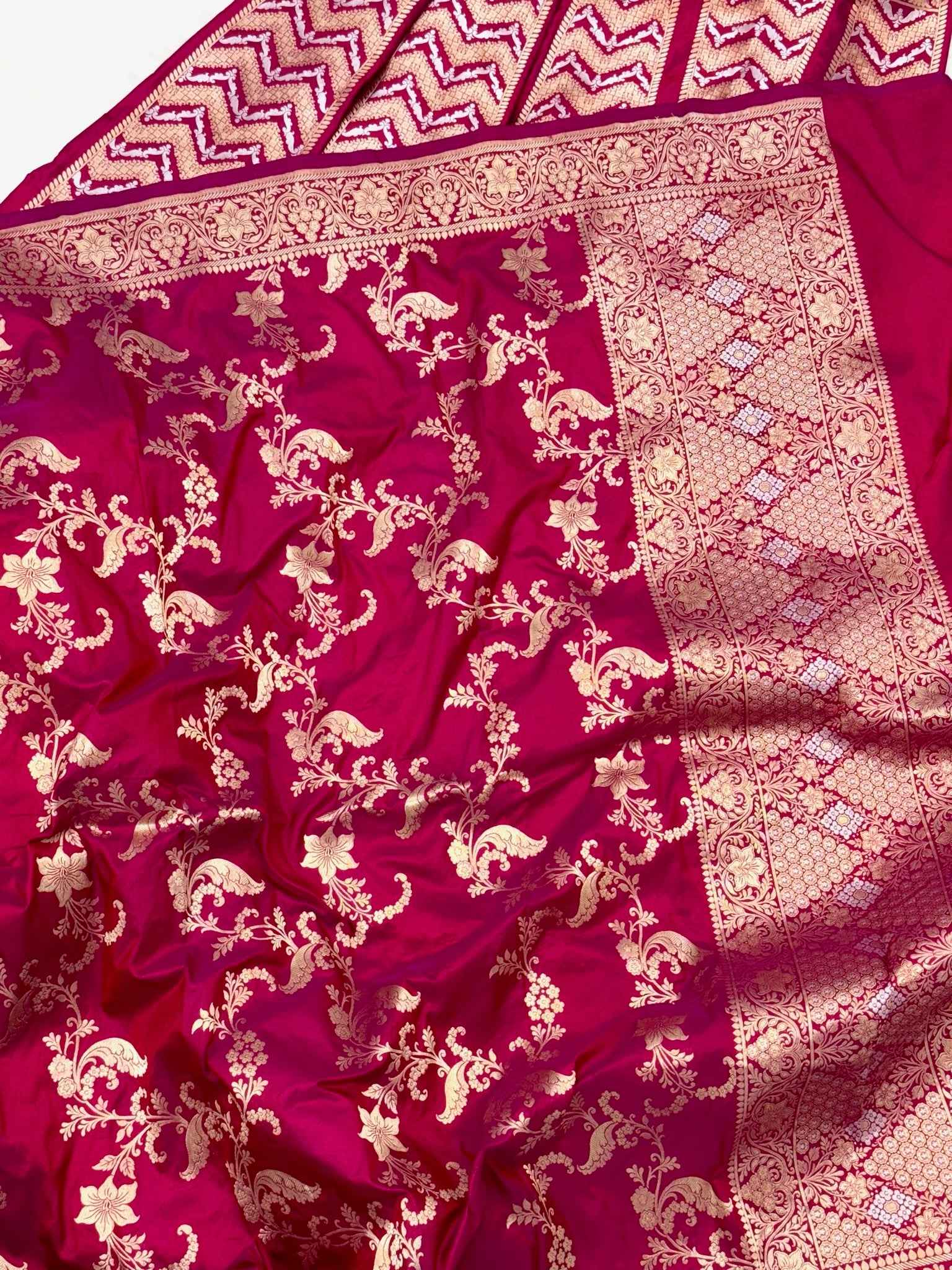 Rani Pink Katan Silk Pure Handwoven Lahenga