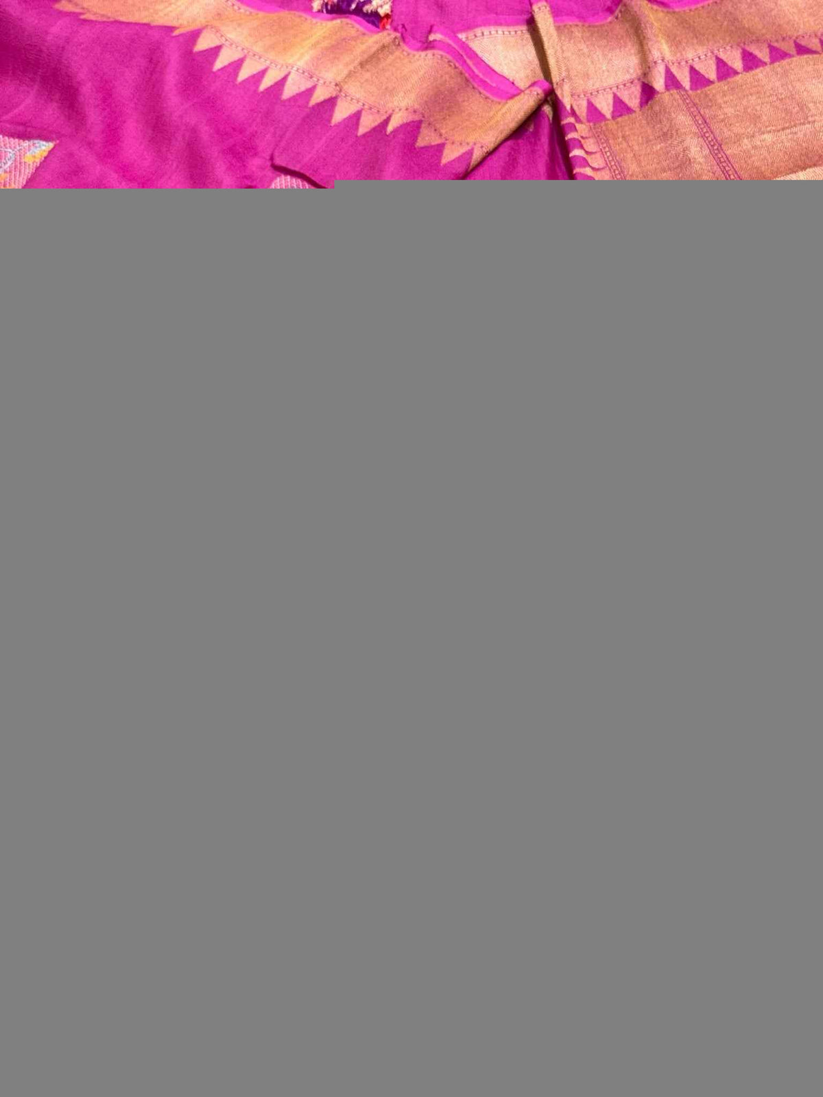 Fuchsia Pink Pure Tussar Georgette Silk Handwoven Banarasi Saree | Kadhwa Weave