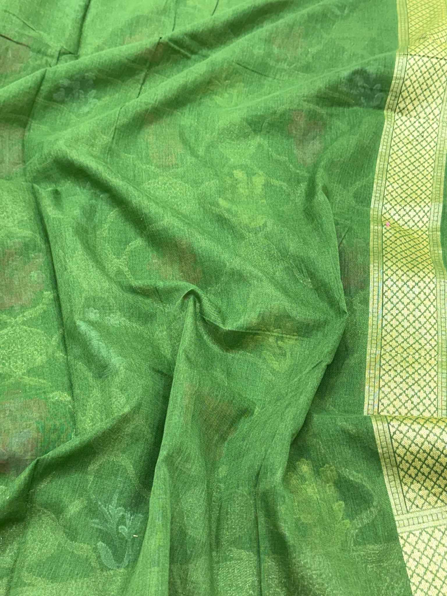 Cream Pure Muslin Cotton Jamdani Handloom Banarasi Saree with Ektara Weave