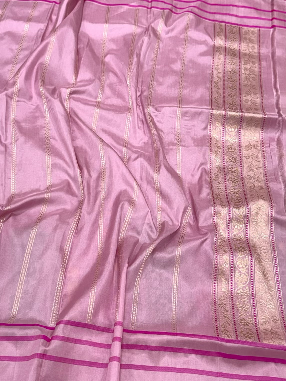 Pink Pure Katan Silk & Pure Mulberry Silk | Kadhwa Weave | Handwoven Contemporary Banarasi Brocade Saree