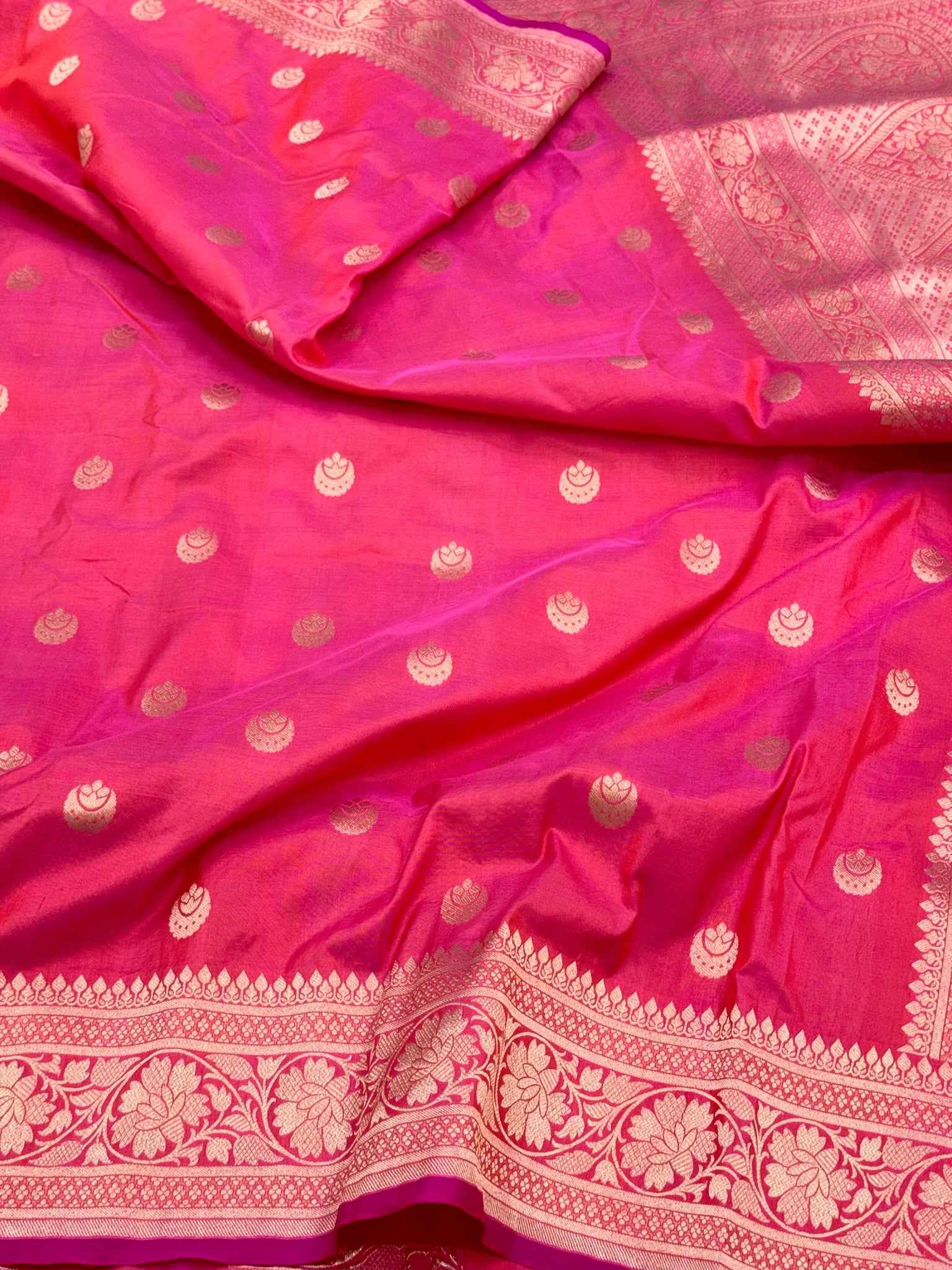 Pink Handloom Banarasi Saree | Pure Mulberry Katan Silk Banarasi Saree