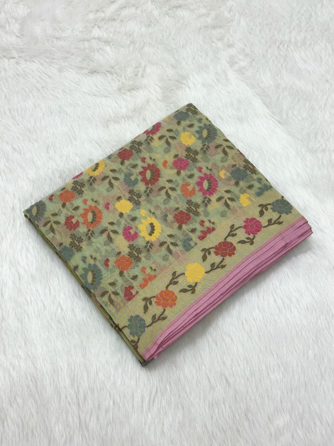 Pastel Green Pure Muslin Cotton Jamdani Handloom Banarasi Saree |Ektara Weave|
