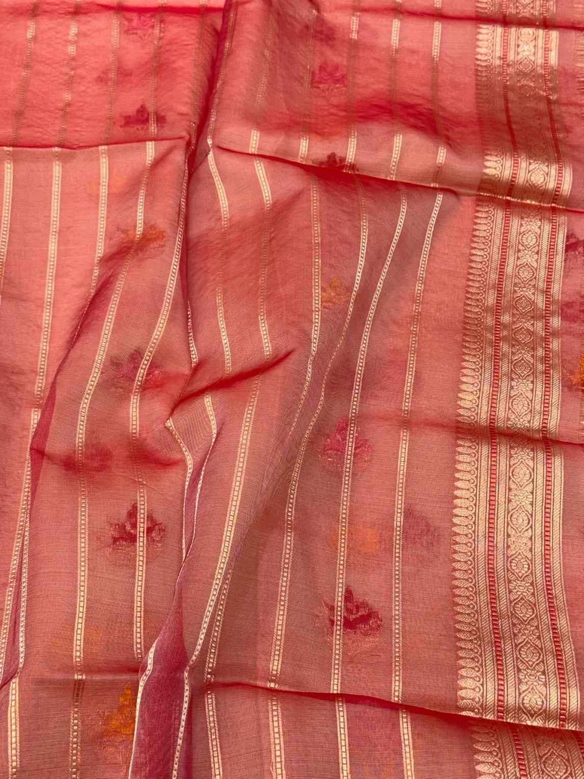 Pista Green Pure Kora Silk Saree - Kadhwa Technique Pure Mulberry Silk Handwoven Banarasi Saree