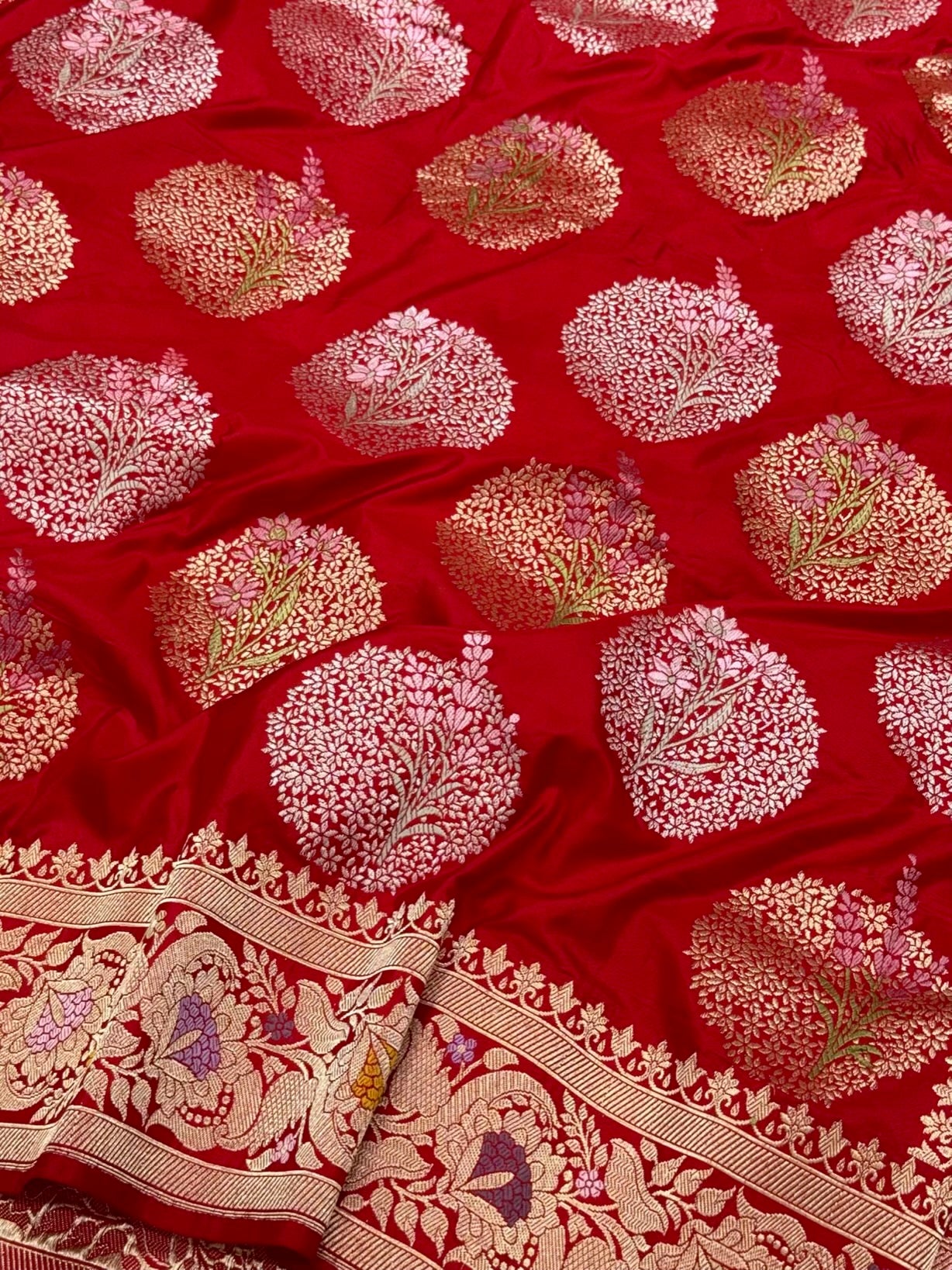 Red Pure Mulberry Double Katan Silk Handwoven Banarasi Premium Saree
