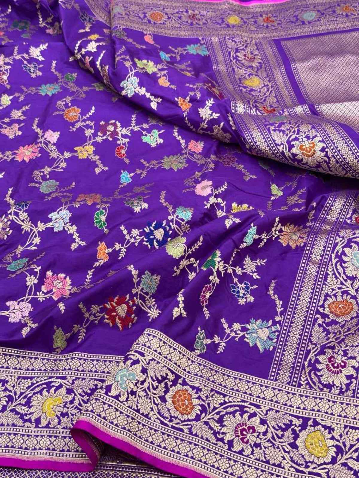 Ice Blue Pure Mulberry Silk & Pure Double Katan Silk Handwoven Banarasi Premium Saree with Kadhwa Weave