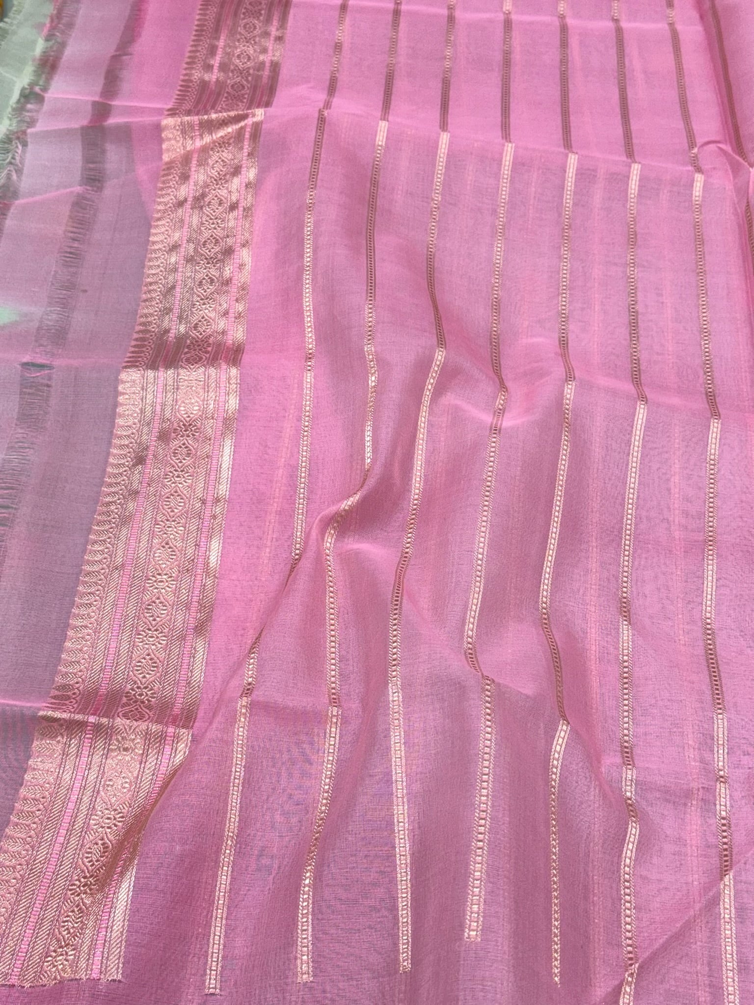 Sea Green Pure Mulberry Kora Silk Handwoven Banarasi Saree | Kadhwa Technique | The Art Of Draping