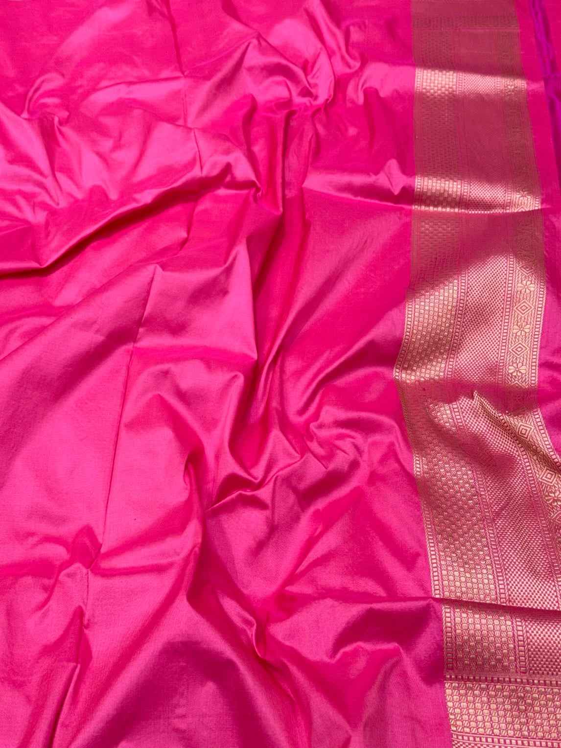 Candy Pink 100% Pure Katan Mulberry Silk Handwoven Banarasi Saree - Brocade
